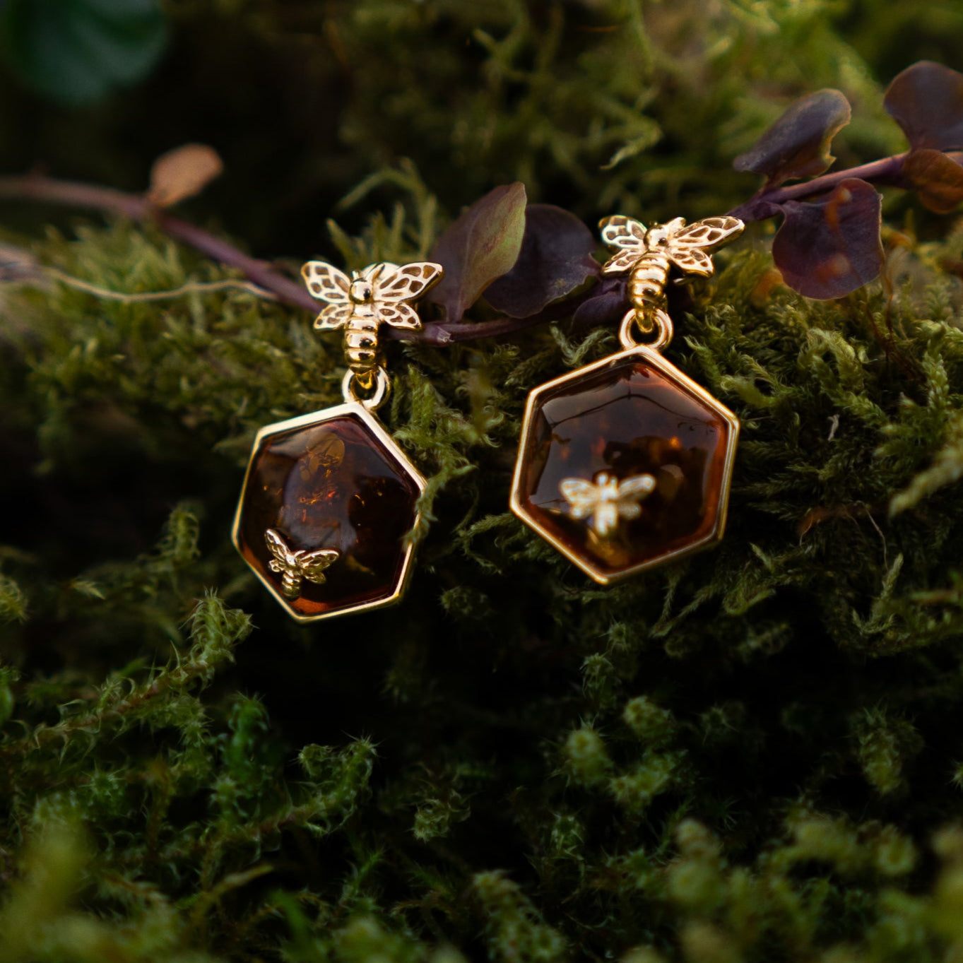 AMBER HONEYCOMB EARRINGS