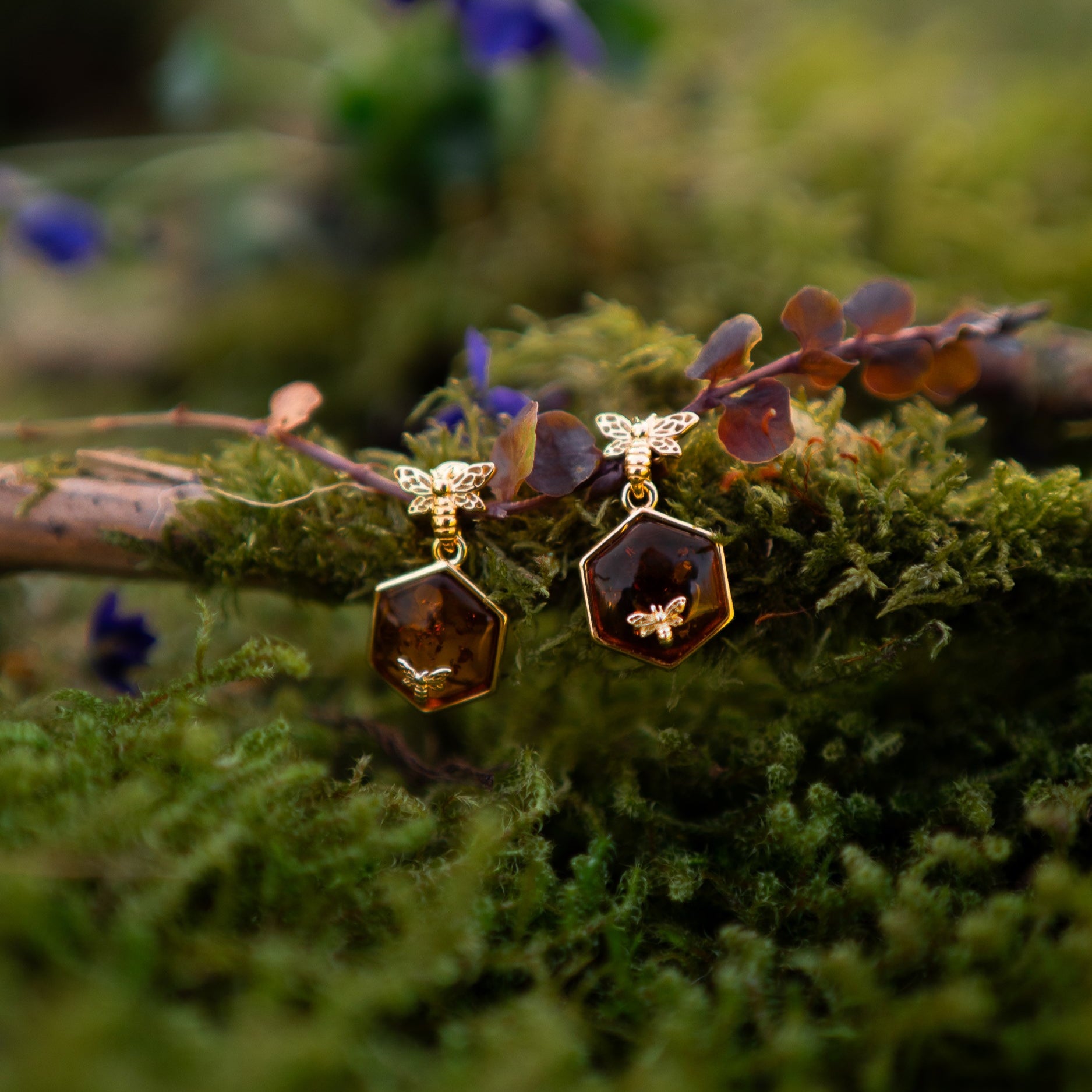 AMBER HONEYCOMB EARRINGS