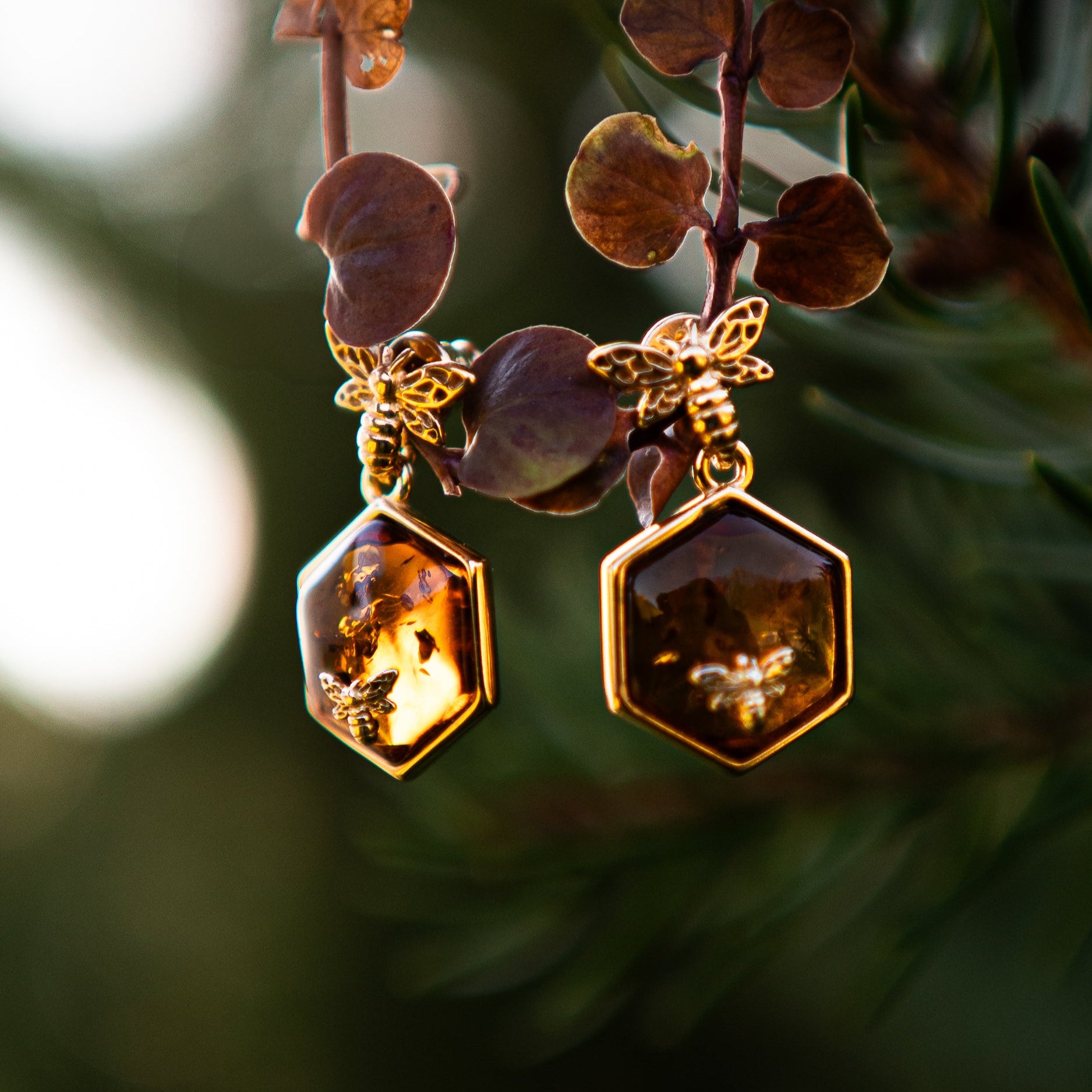 AMBER HONEYCOMB EARRINGS