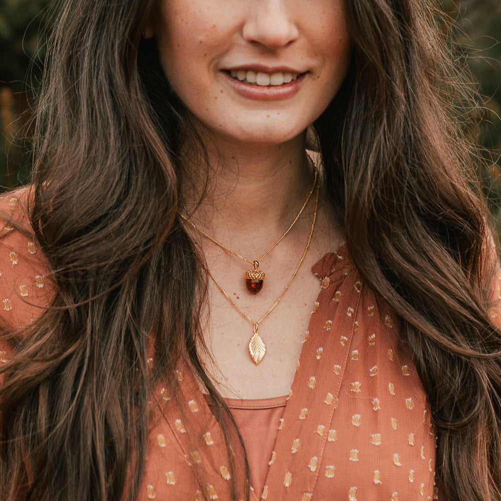 AMBER ACORN & FILIGRA NECKLACE