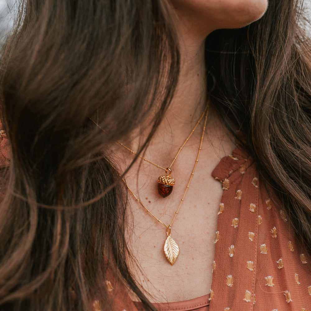AMBER ACORN & FILIGRA NECKLACE