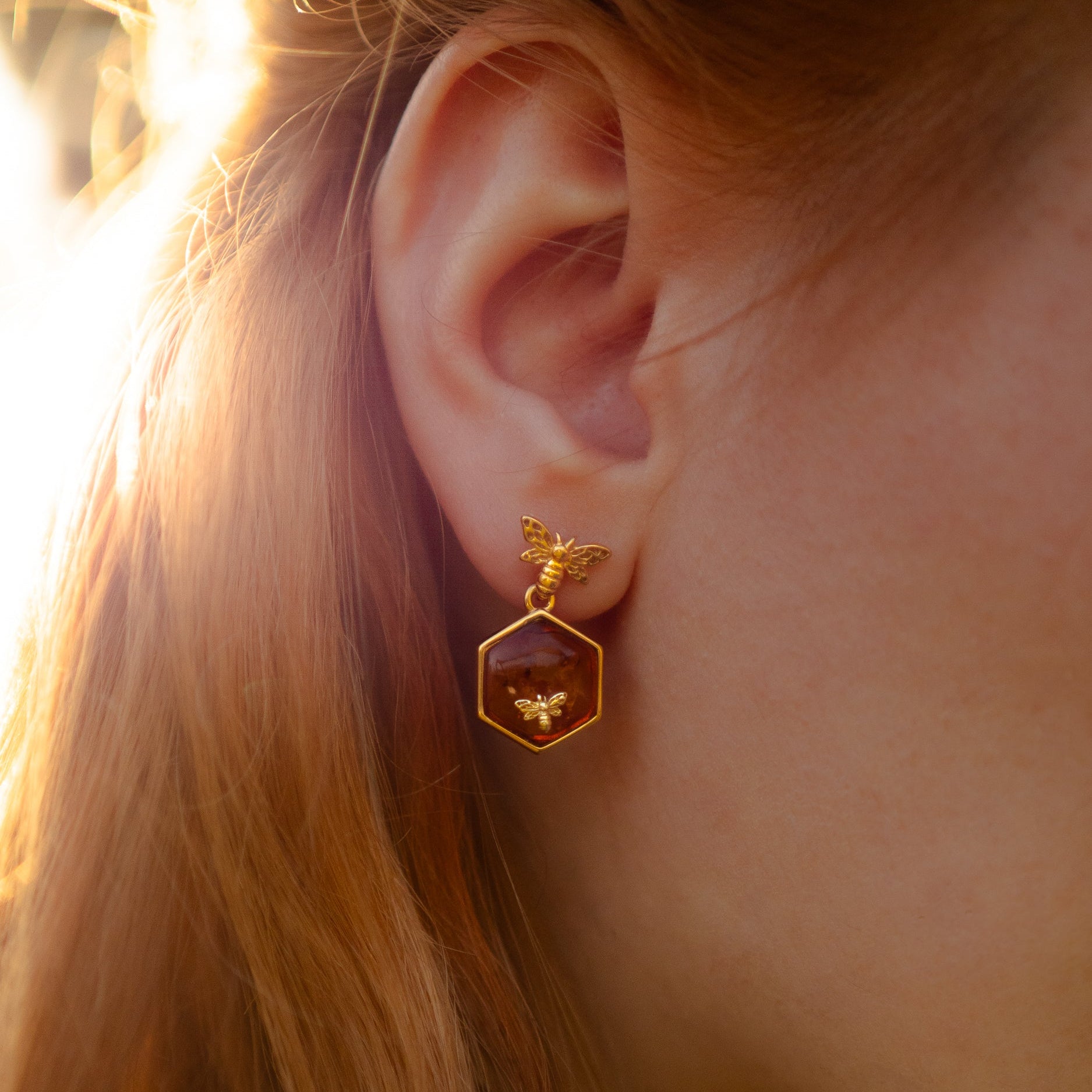 AMBER HONEYCOMB EARRINGS
