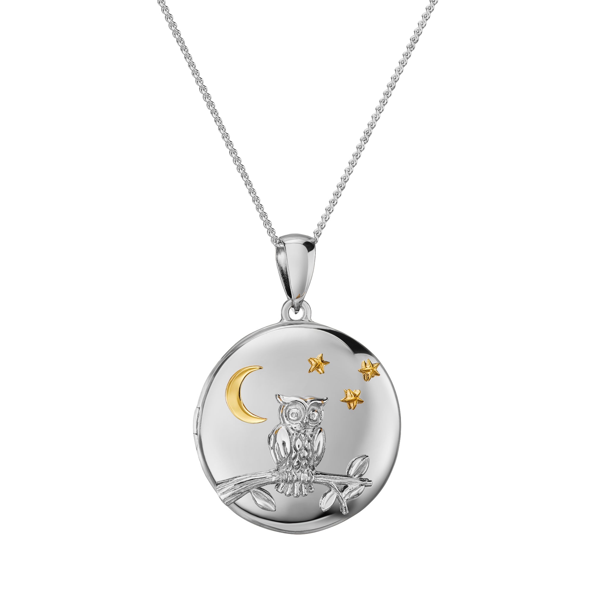 KETTE MEDAILLON EULE & MOND