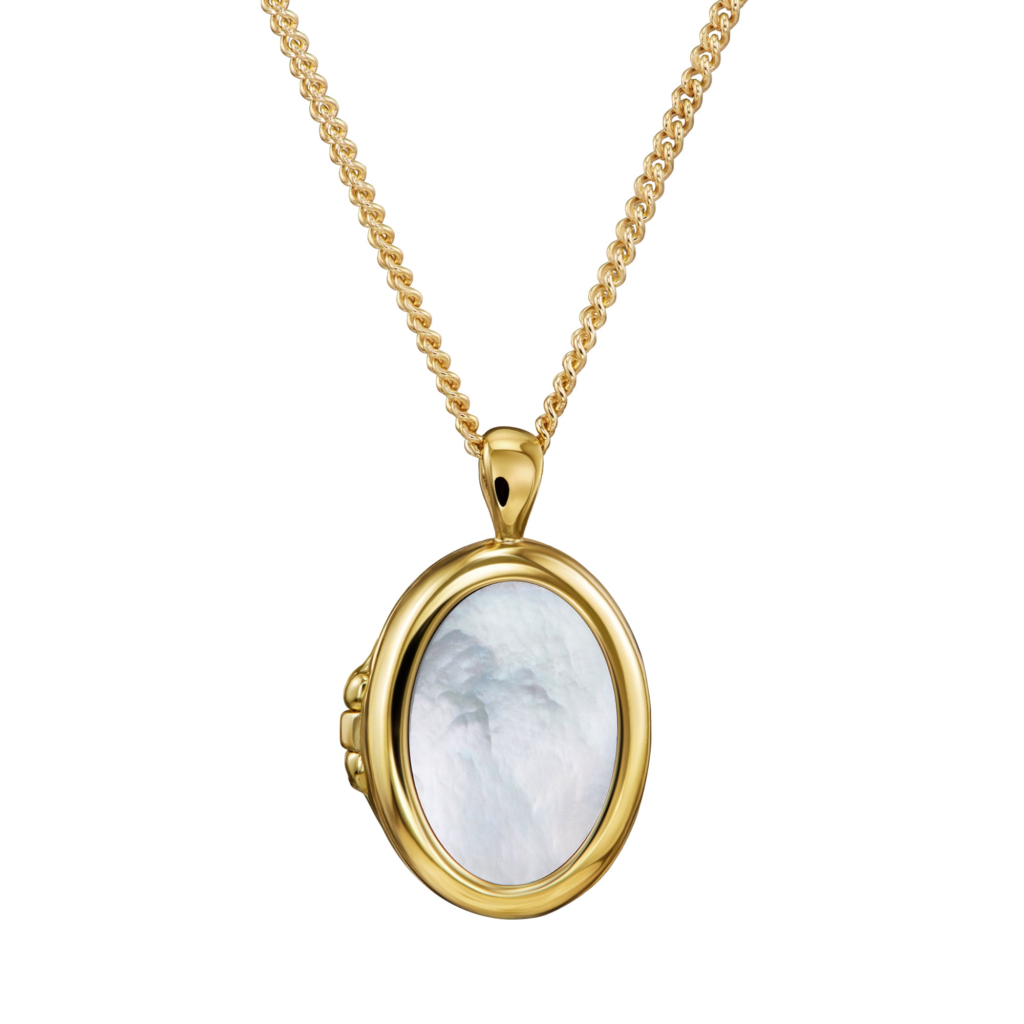 KETTE WENDE-MEDAILLON ACHAT/PERLMUTT