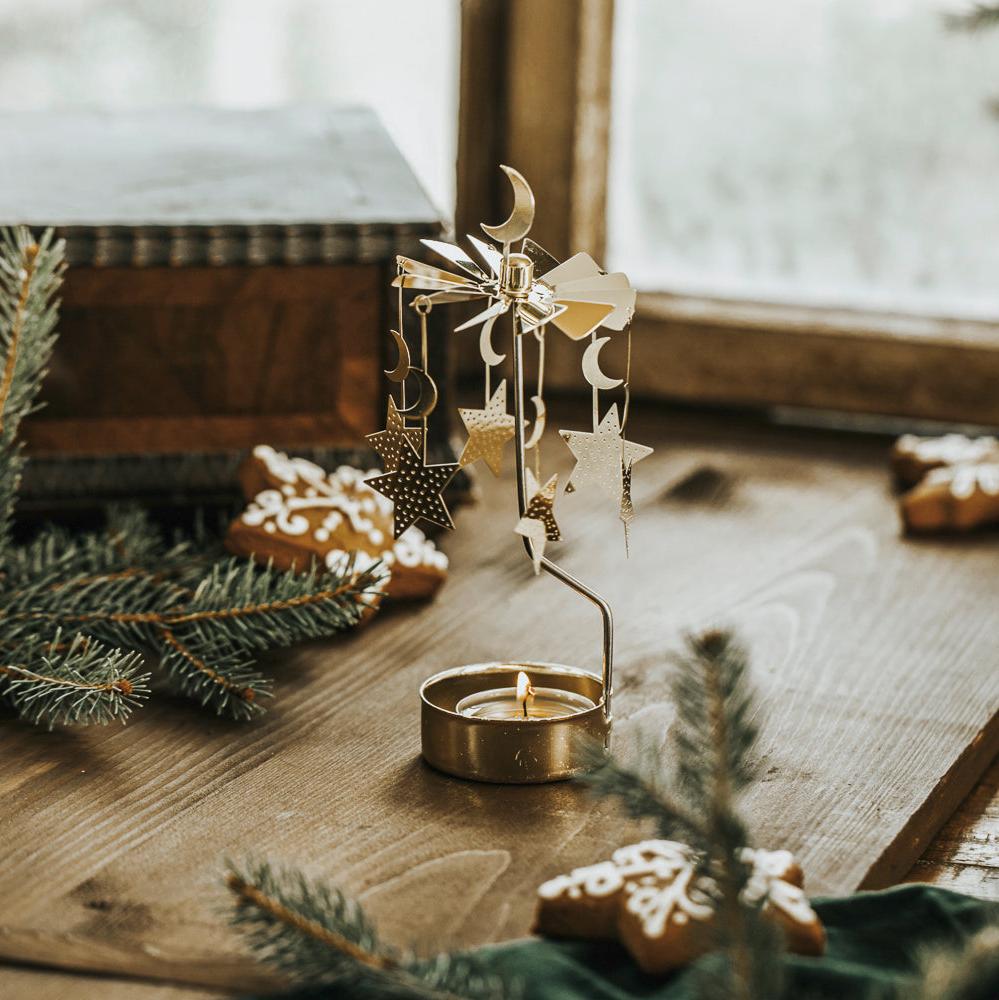 TEALIGHT CAROUSEL MOON & STARS