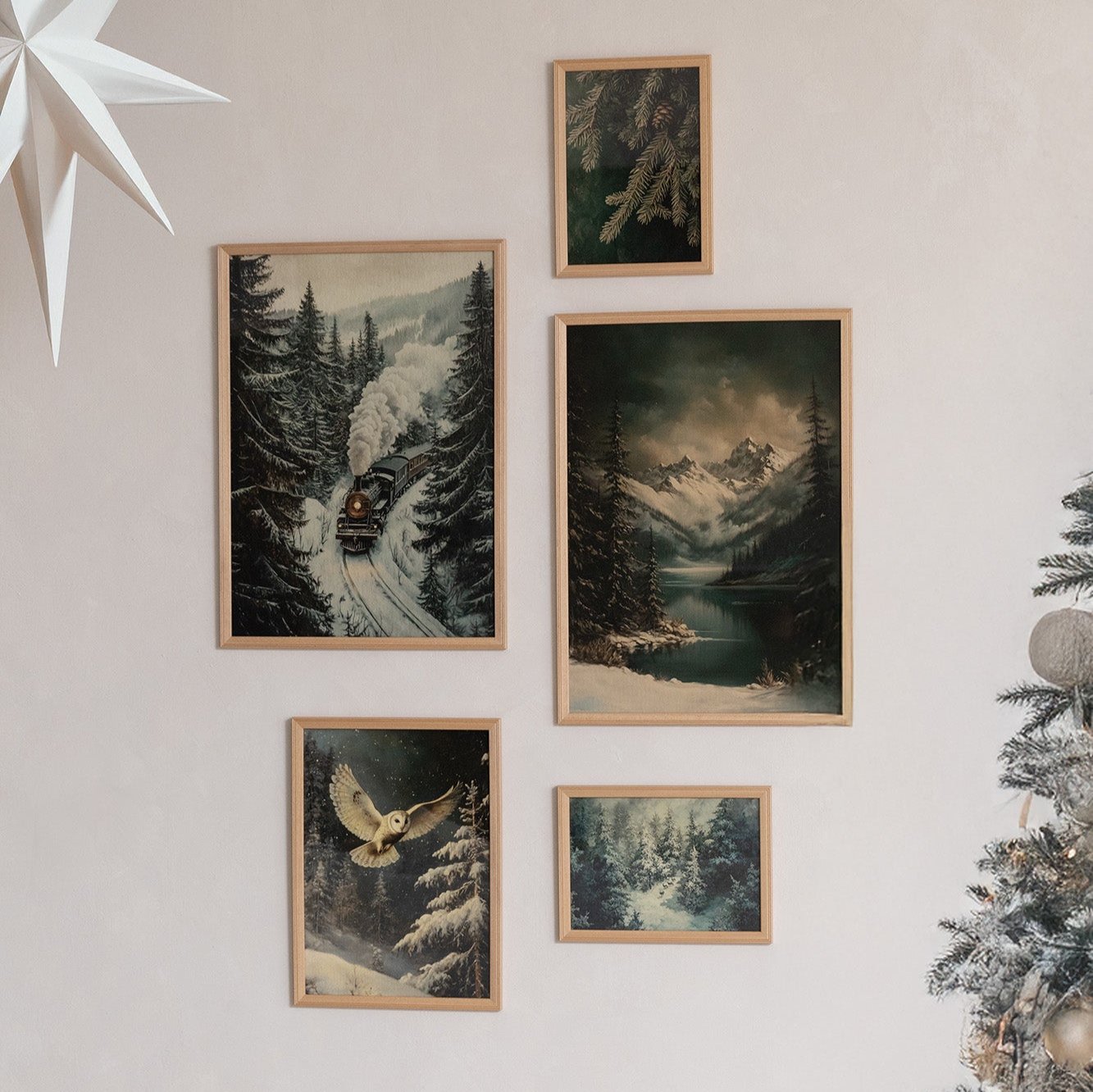 KUNSTDRUCK EULE IM WINTERWALD