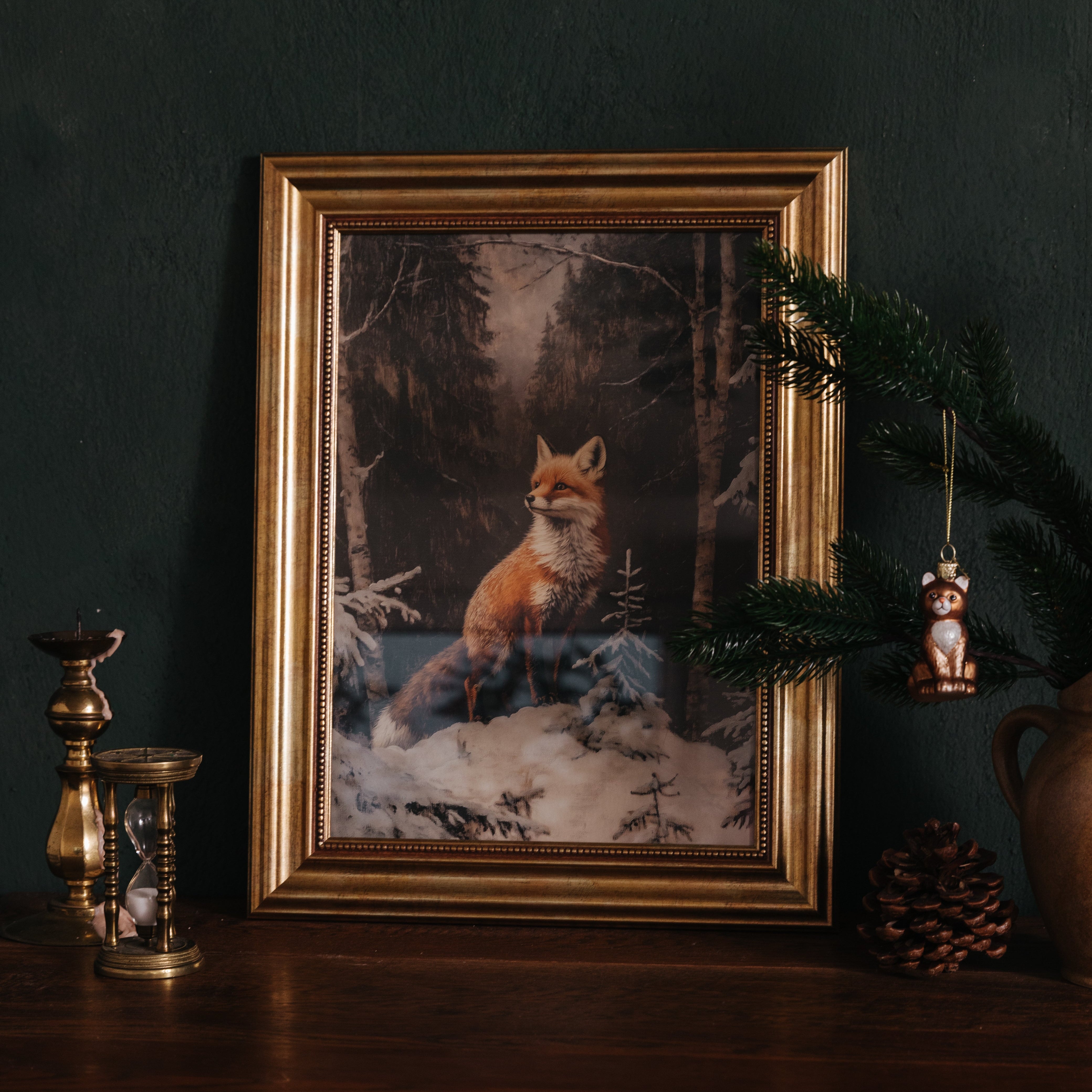 KUNSTDRUCK FUCHS IM WINTERWALD