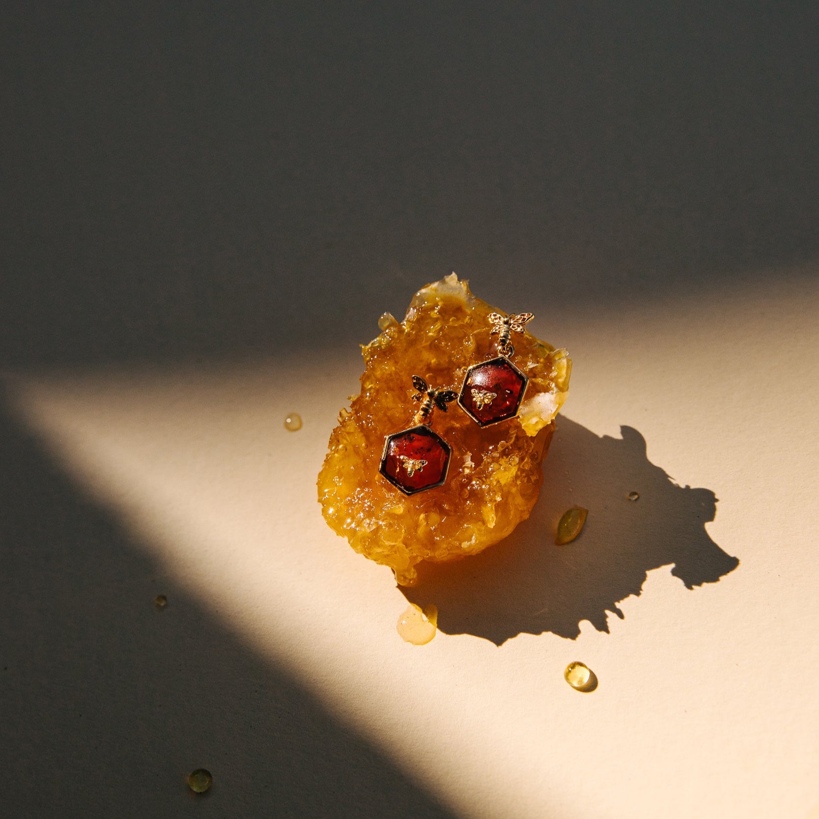 AMBER HONEYCOMB EARRINGS
