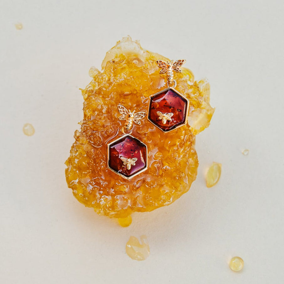 AMBER HONEYCOMB EARRINGS
