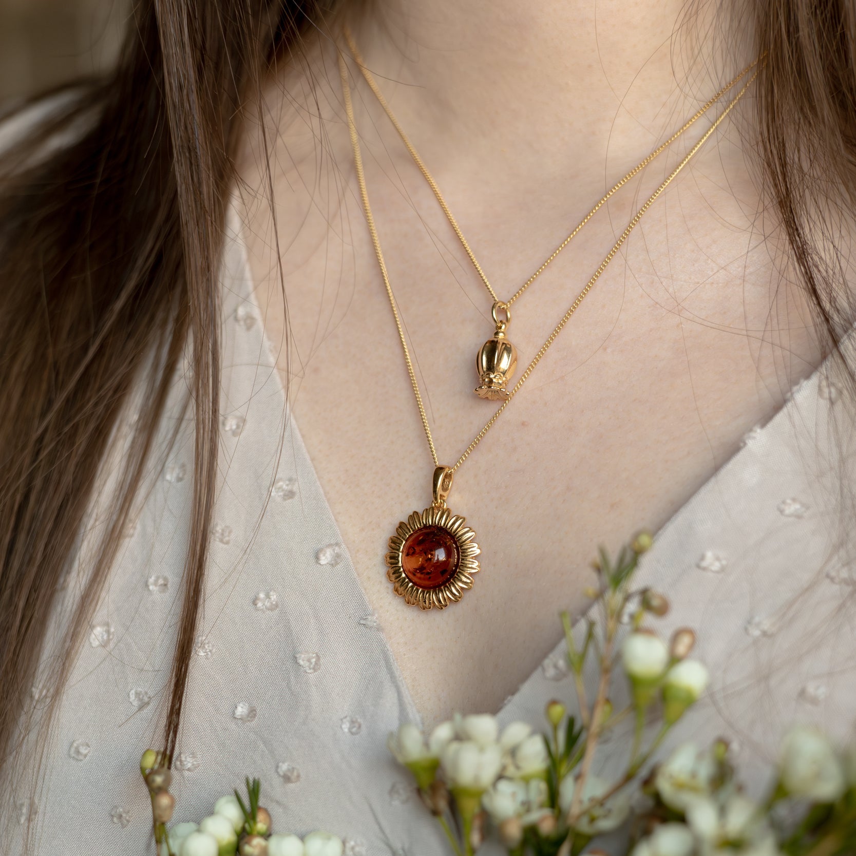 AMBER-SUNFLOWER NECKLACE