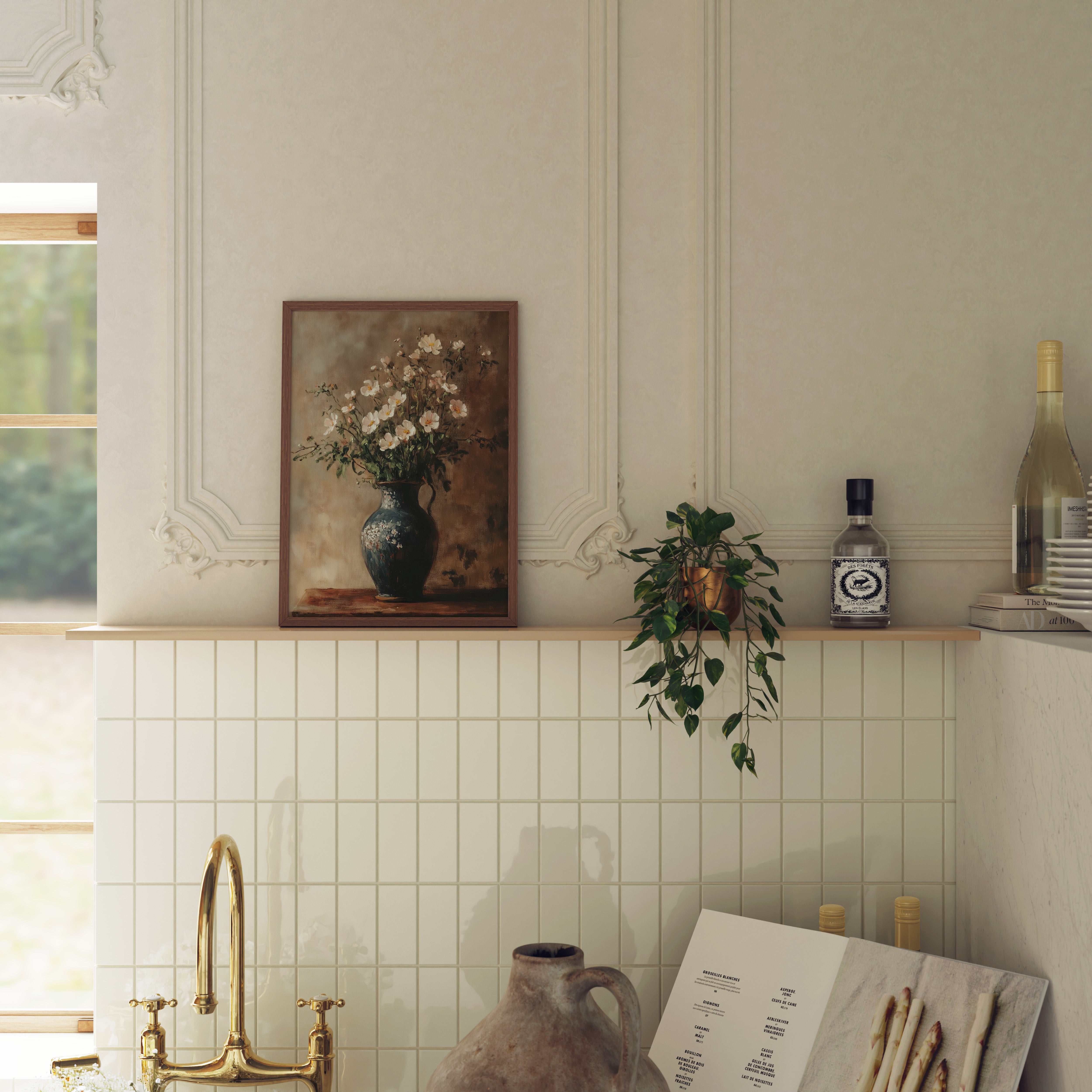 KUNSTDRUCK ALTE BLUMENVASE