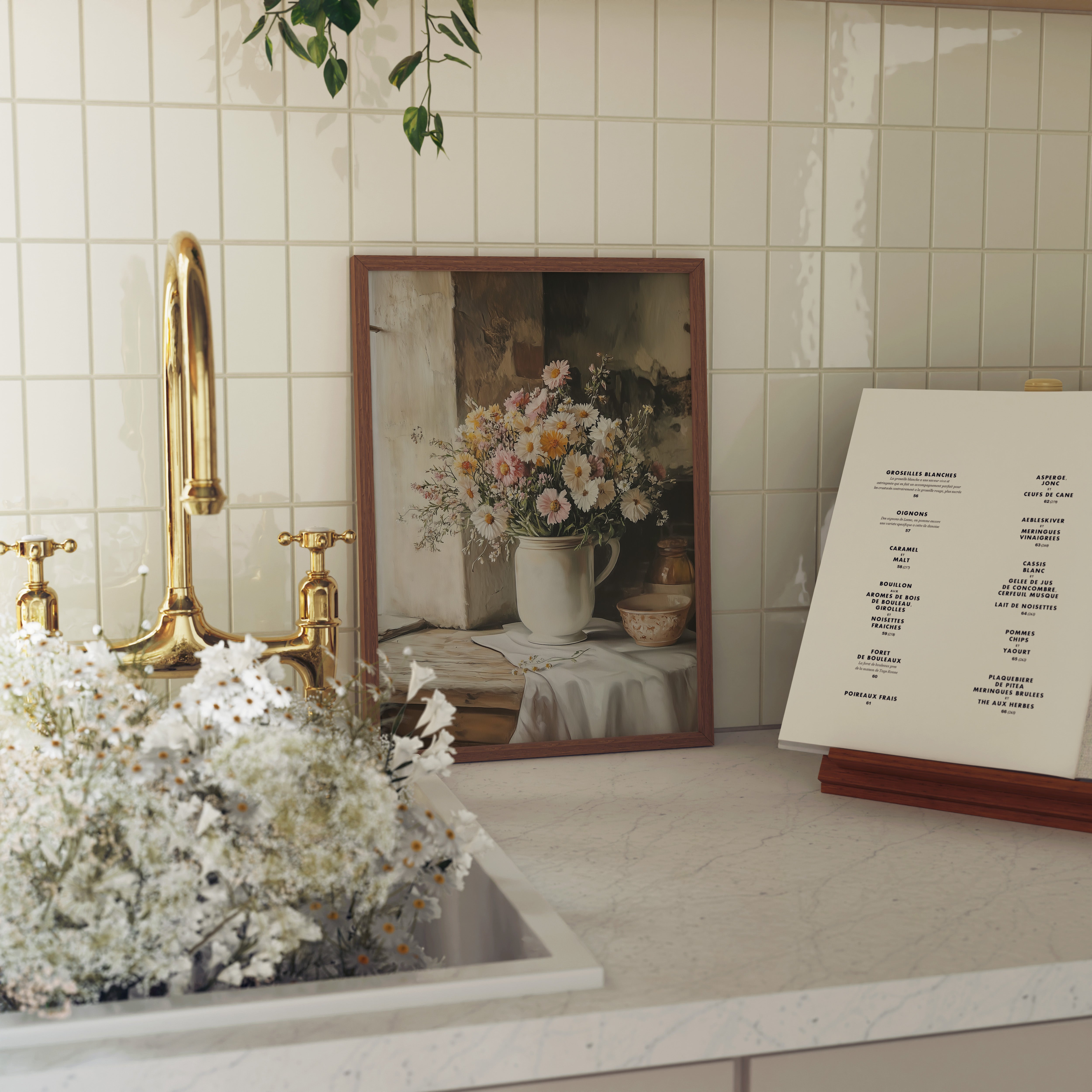 KUNSTDRUCK BLUMENSTRAUSS AM FENSTER