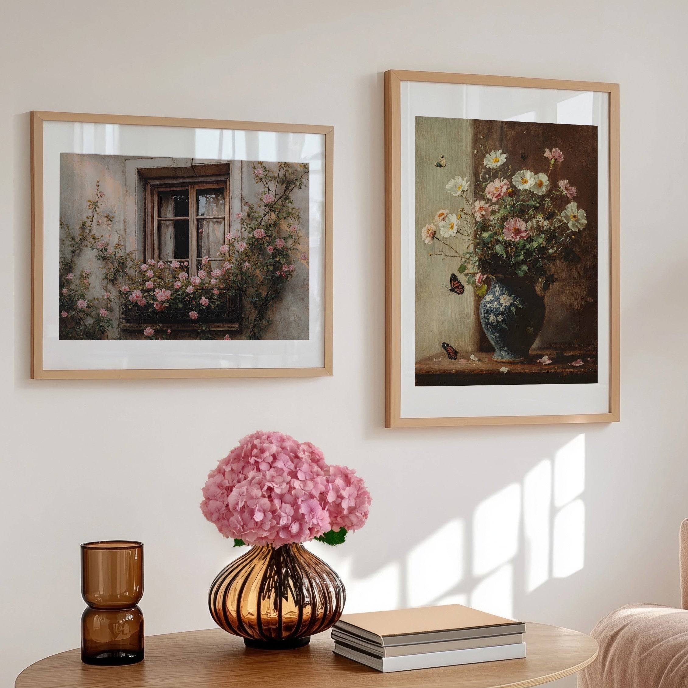 KUNSTDRUCK BLUMENSTRAUSS UND SCHMETTERLINGE