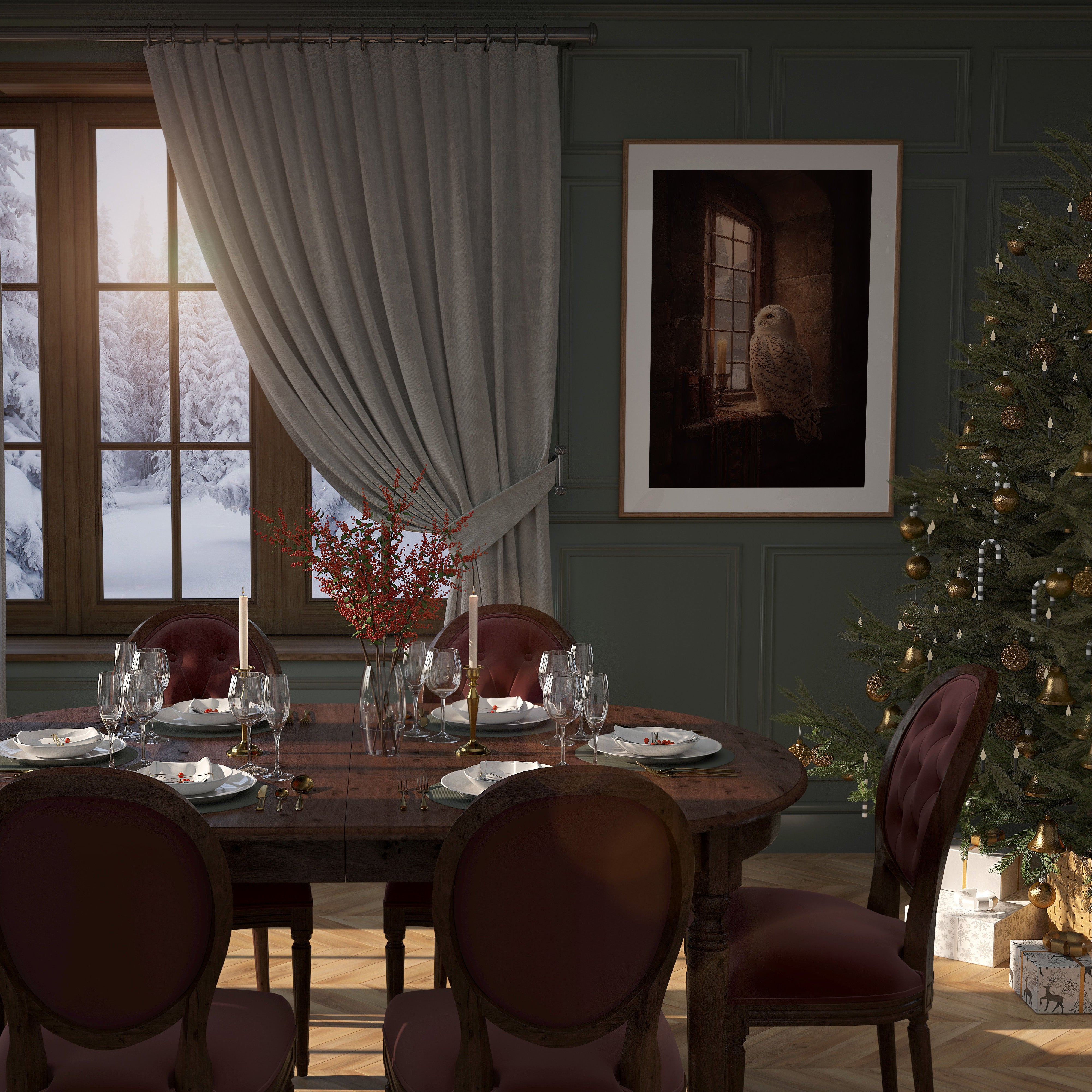 KUNSTDRUCK EULE AM FENSTER