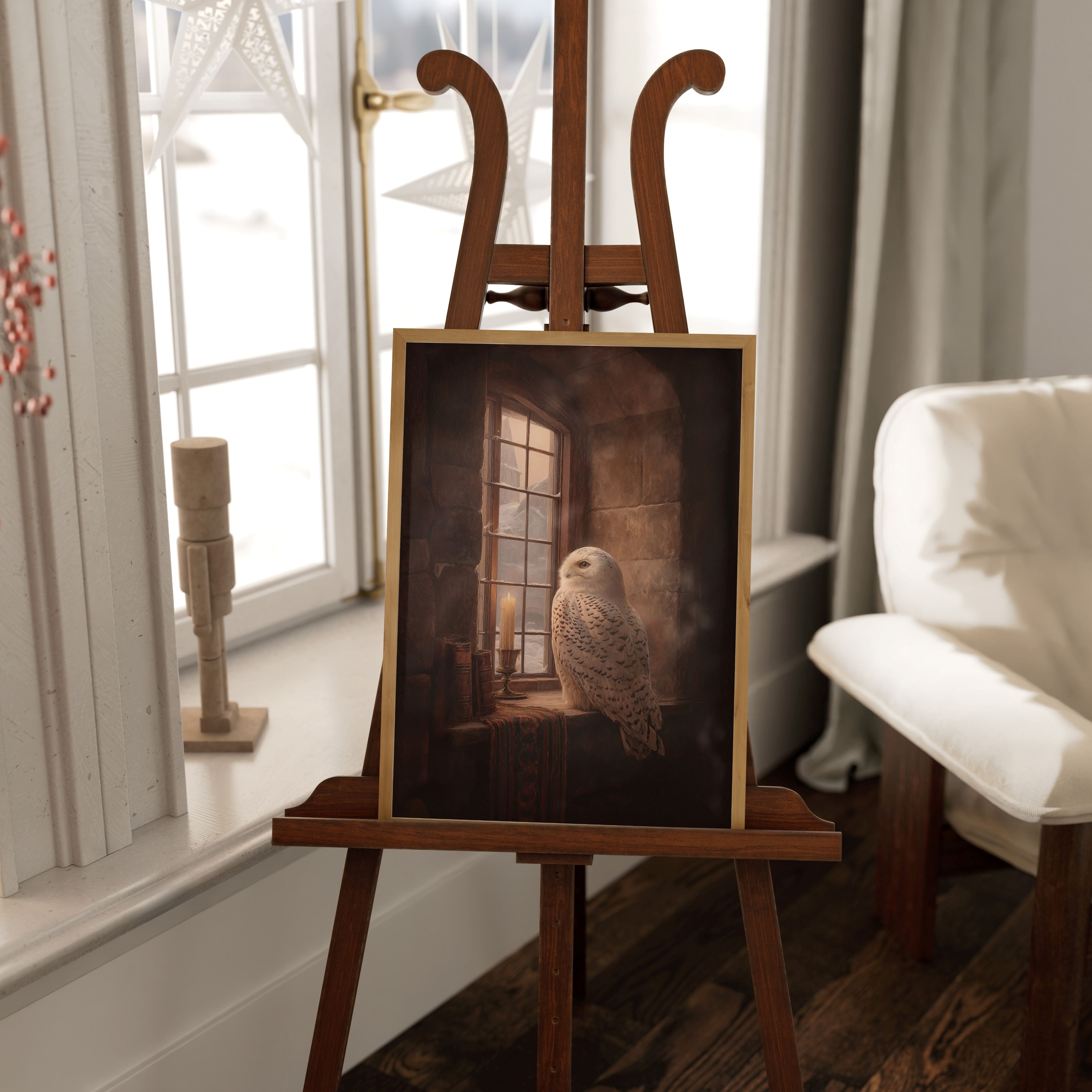 KUNSTDRUCK EULE AM FENSTER