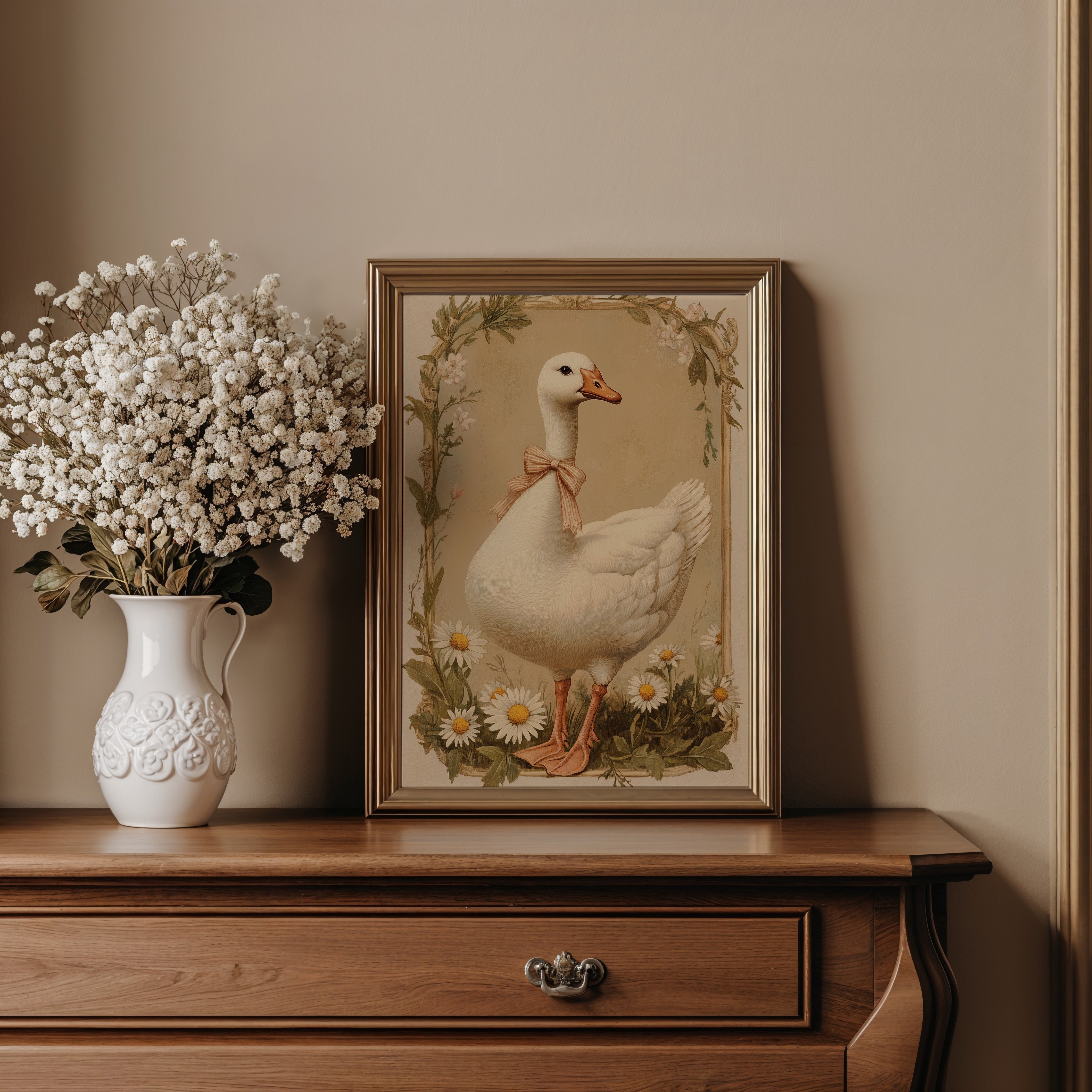 KUNSTDRUCK GANS MIT SCHLEIFE