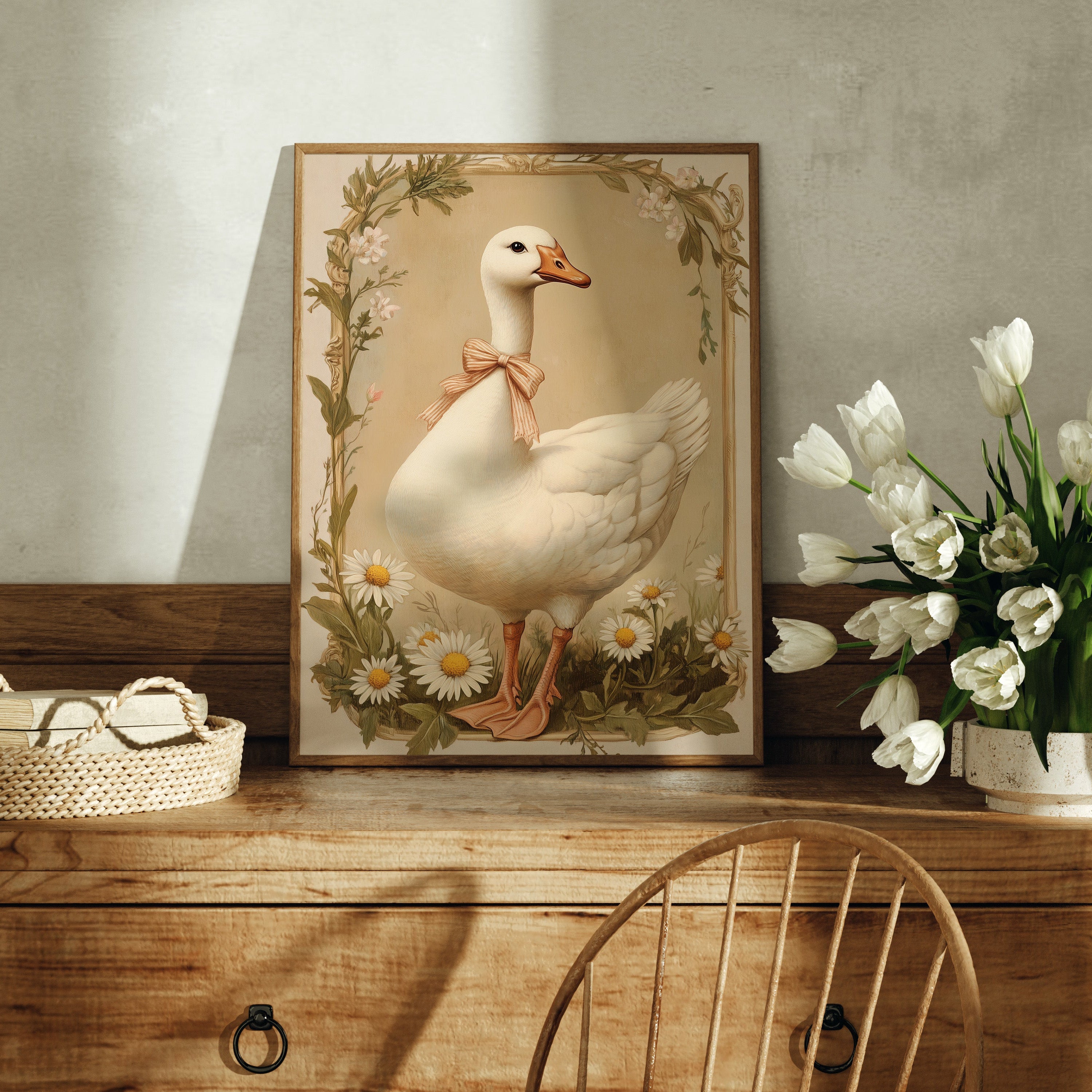 KUNSTDRUCK GANS MIT SCHLEIFE