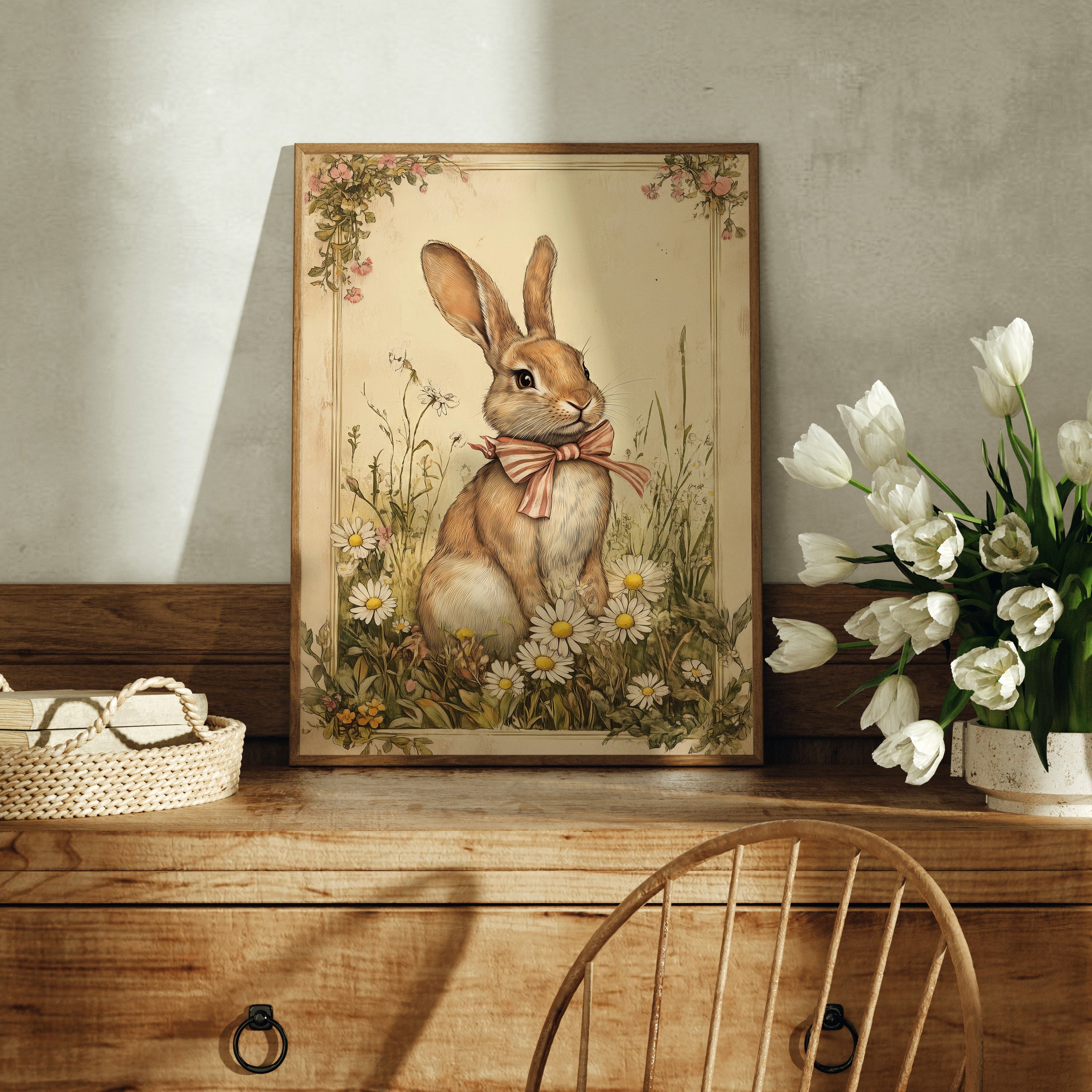 KUNSTDRUCK HASE MIT SCHLEIFE