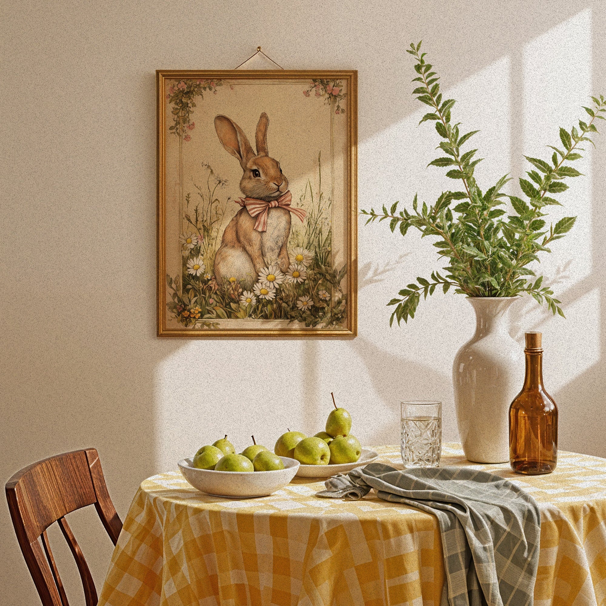 KUNSTDRUCK HASE MIT SCHLEIFE