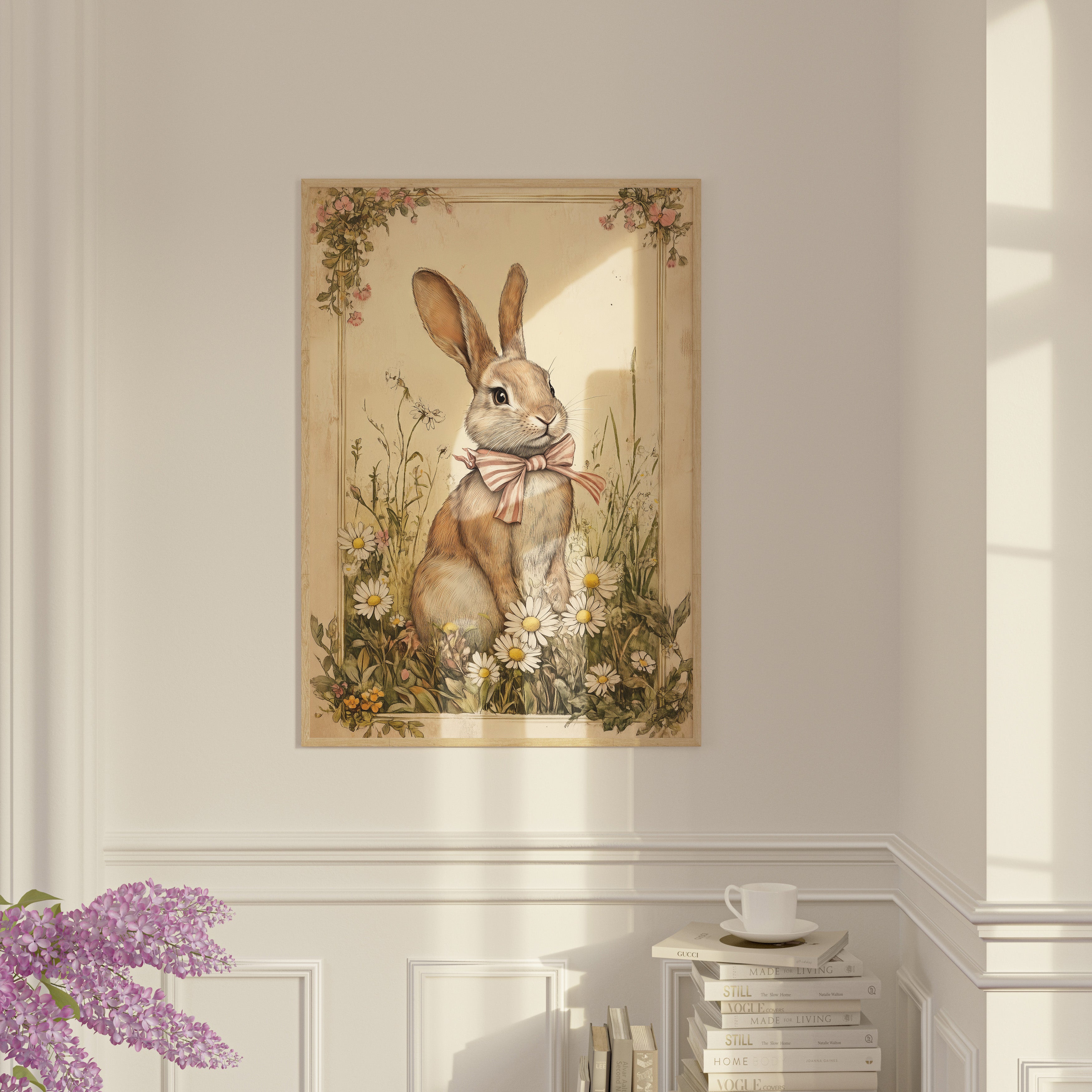 KUNSTDRUCK HASE MIT SCHLEIFE