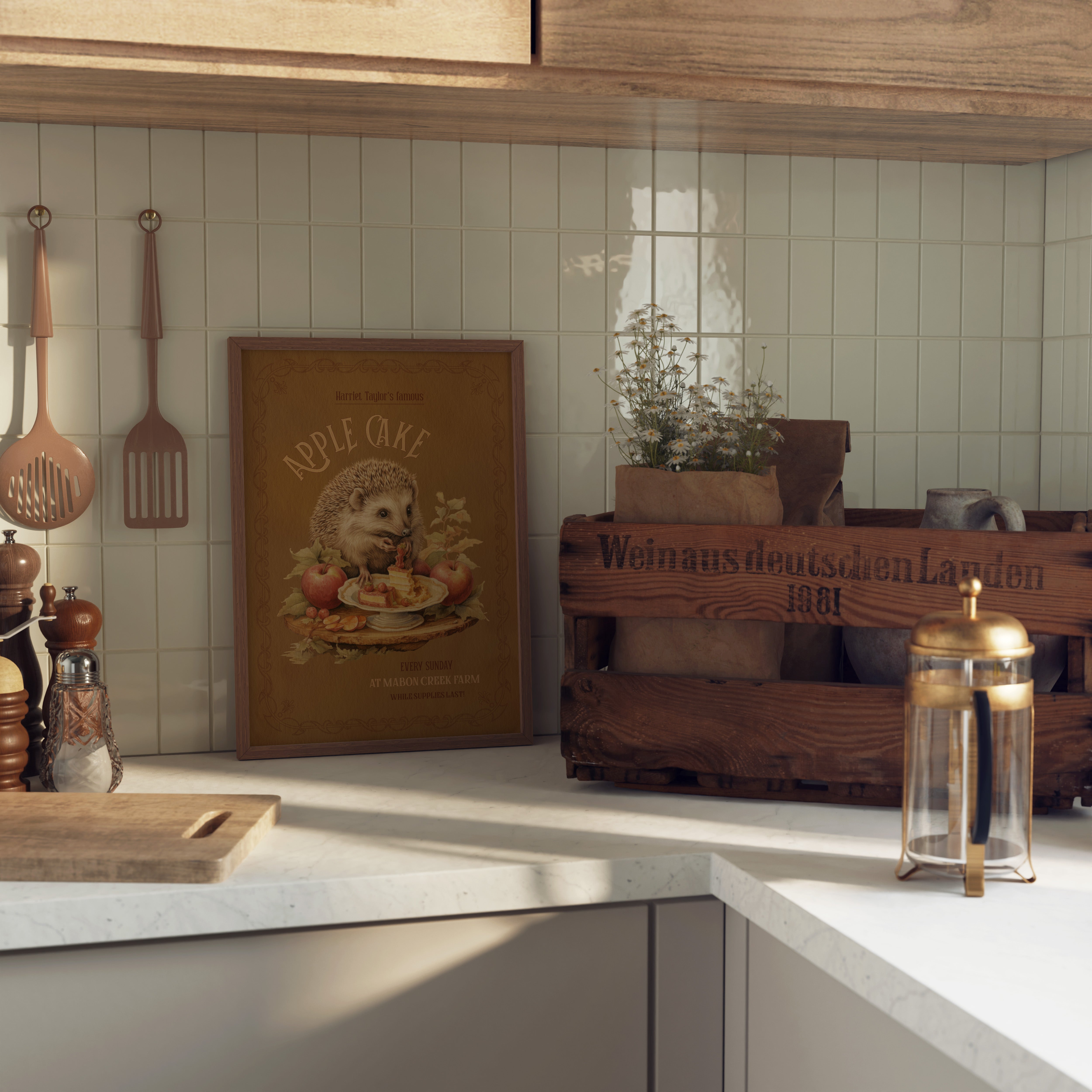 KUNSTDRUCK IGEL & APFELKUCHEN