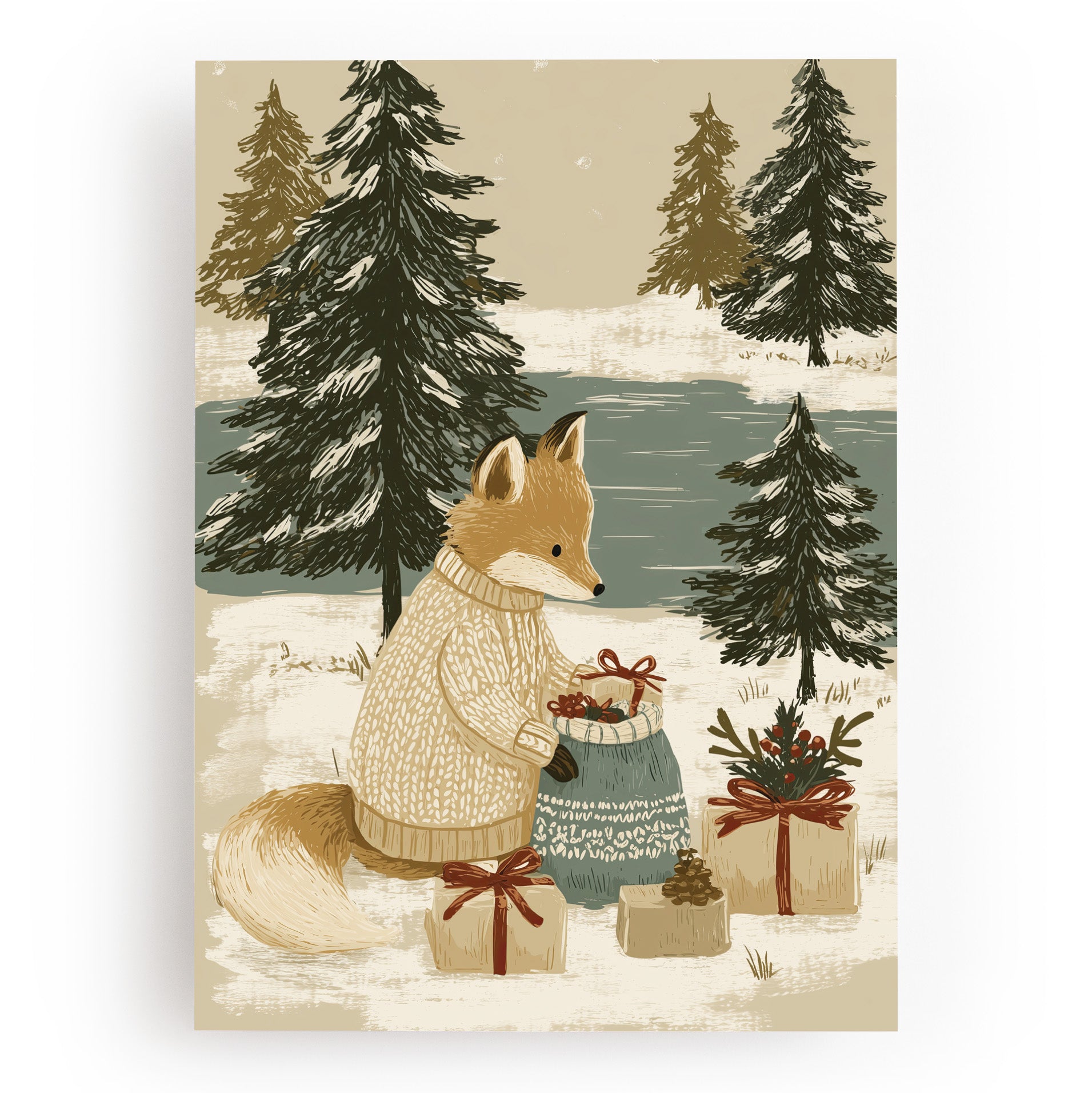 KUNSTDRUCK WEIHNACHTSFUCHS