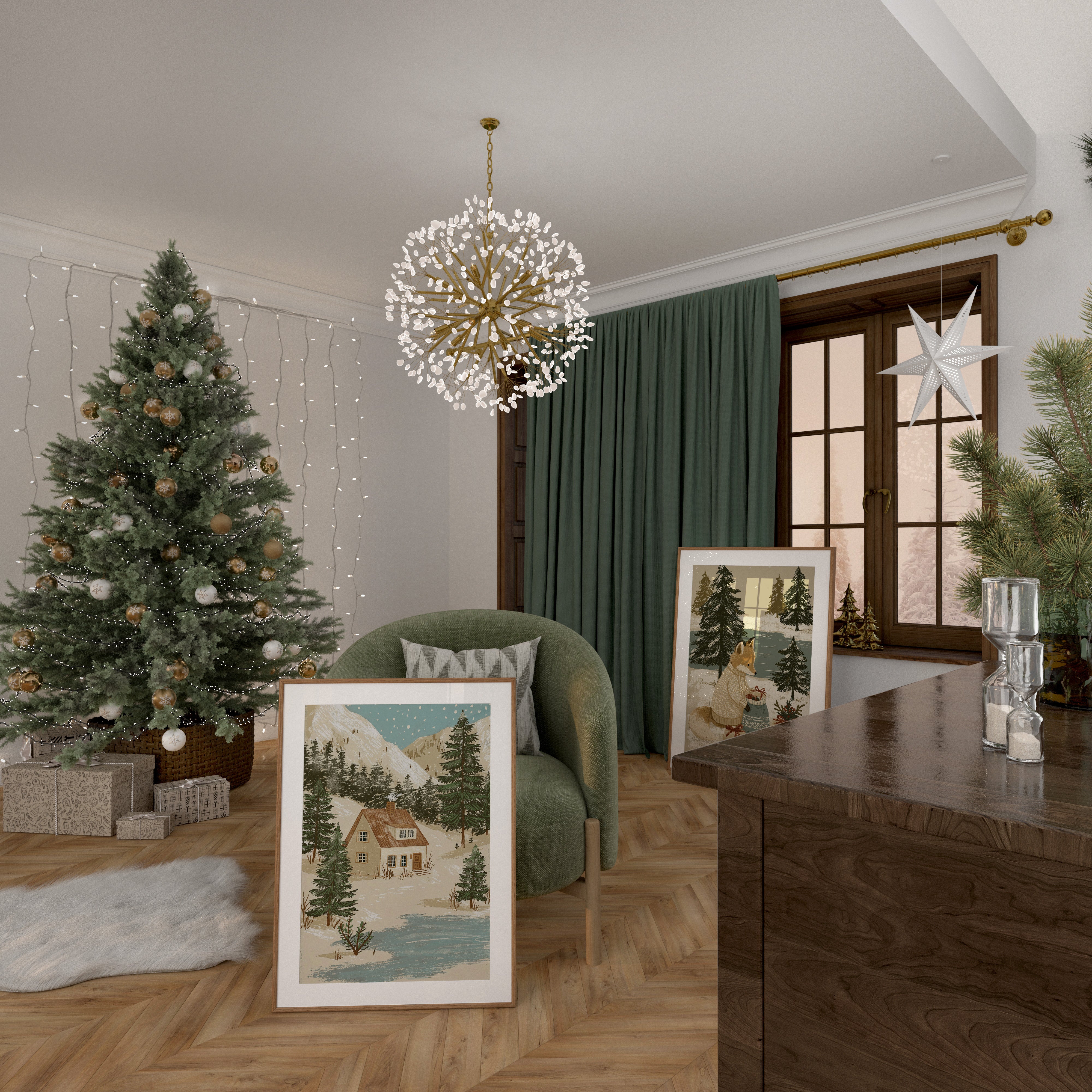 KUNSTDRUCK WEIHNACHTSFUCHS