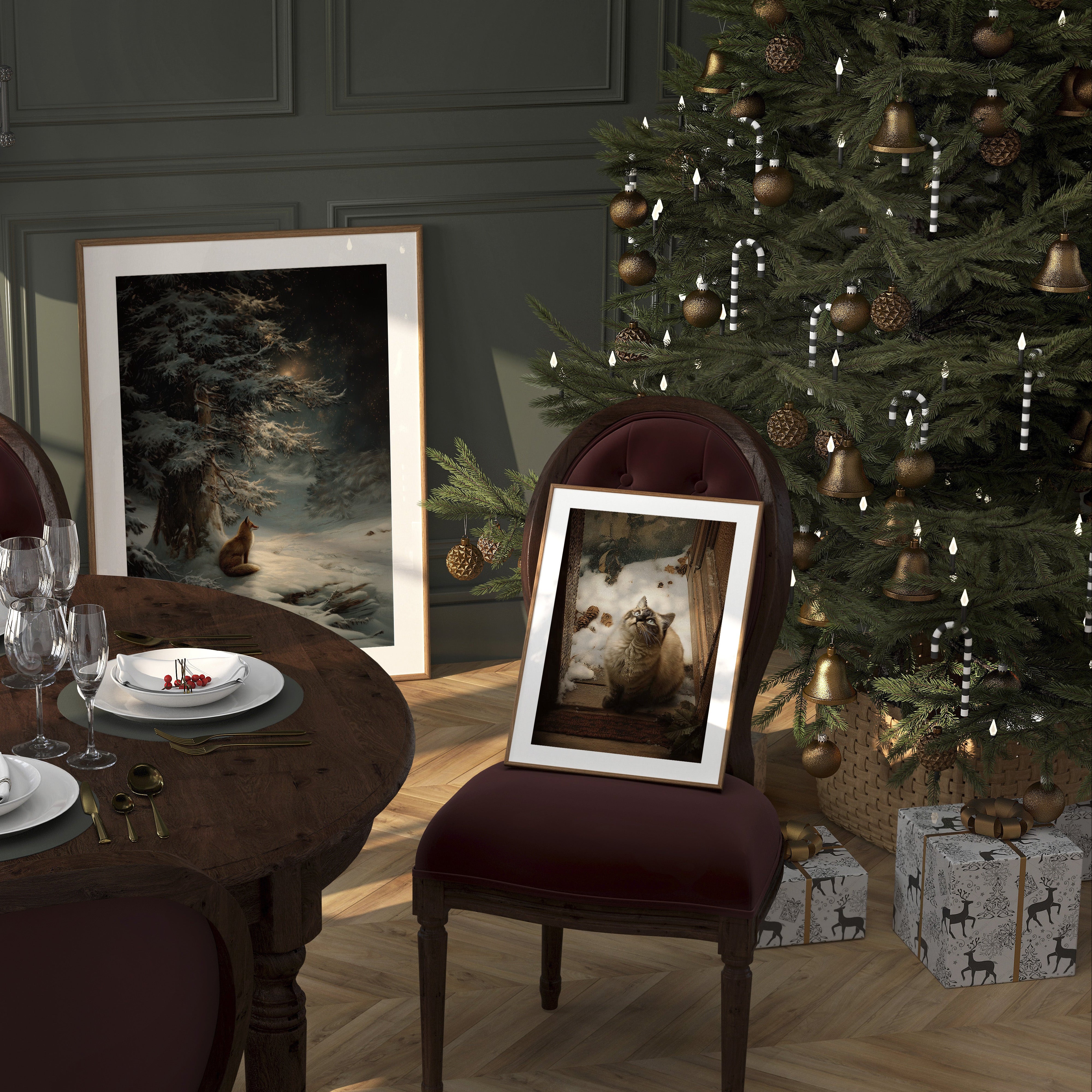 KUNSTDRUCK WINTER KATZE