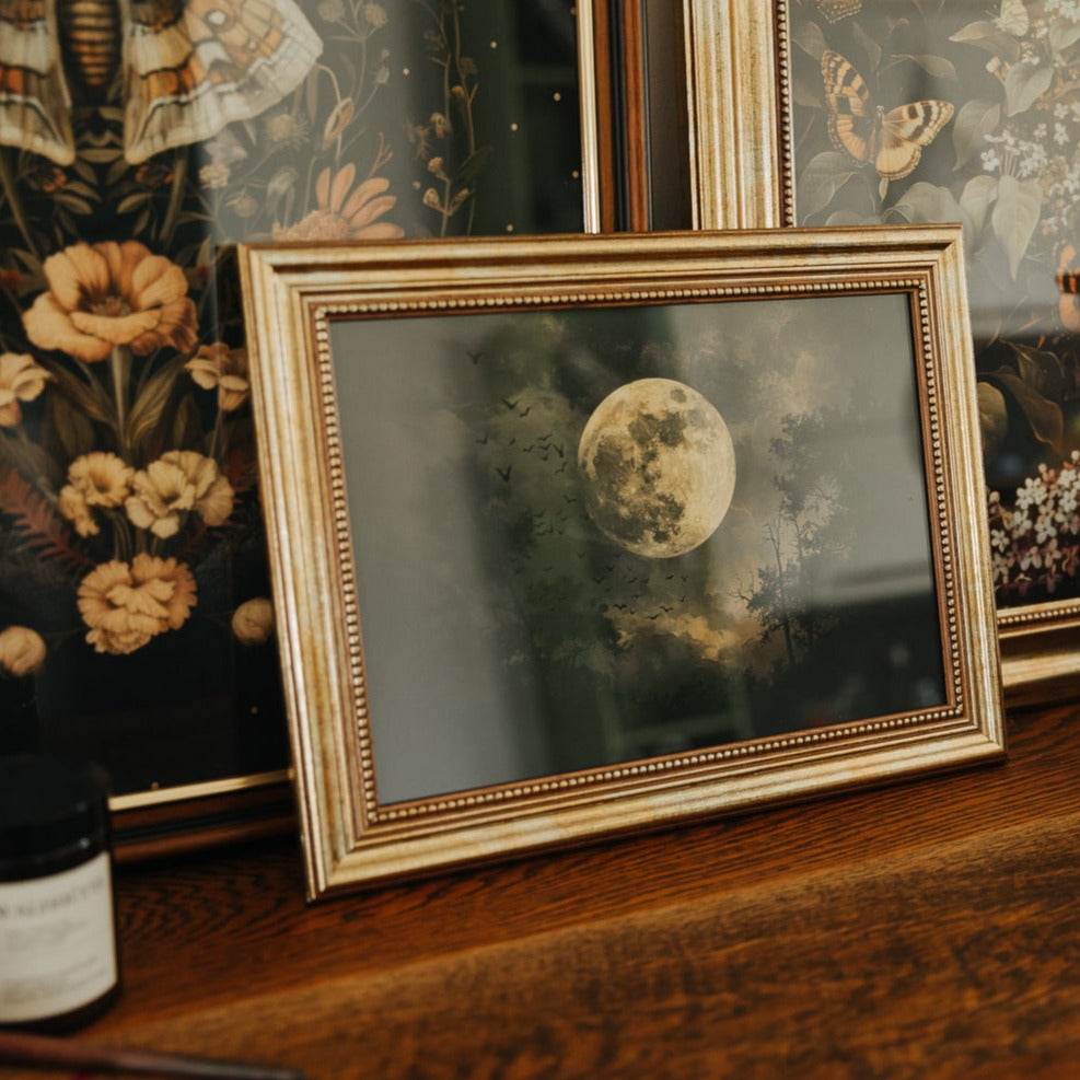 ART PRINT BATS AND MOON