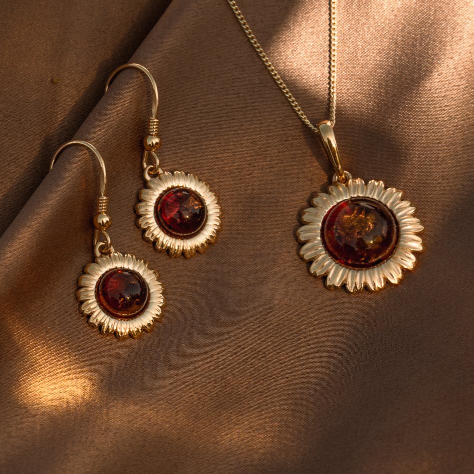 AMBER-SUNFLOWER NECKLACE