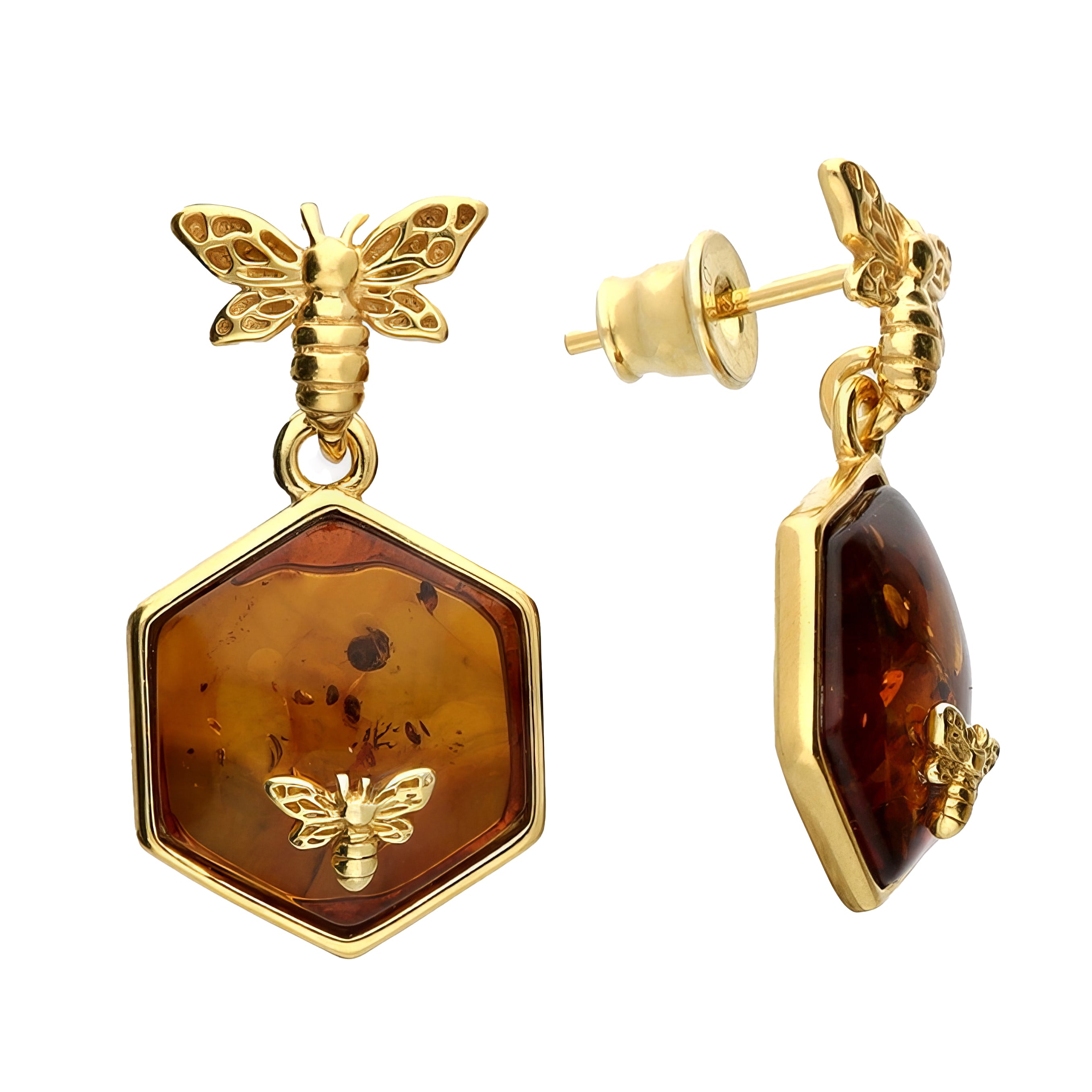 AMBER HONEYCOMB EARRINGS