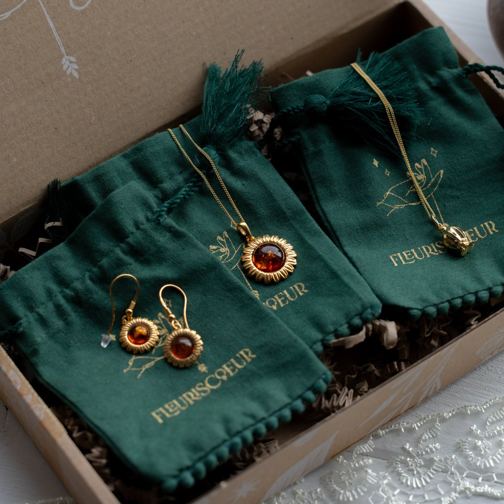 AMBER-SUNFLOWER NECKLACE