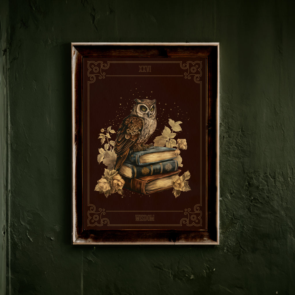 ART PRINT OWL & BOOKS