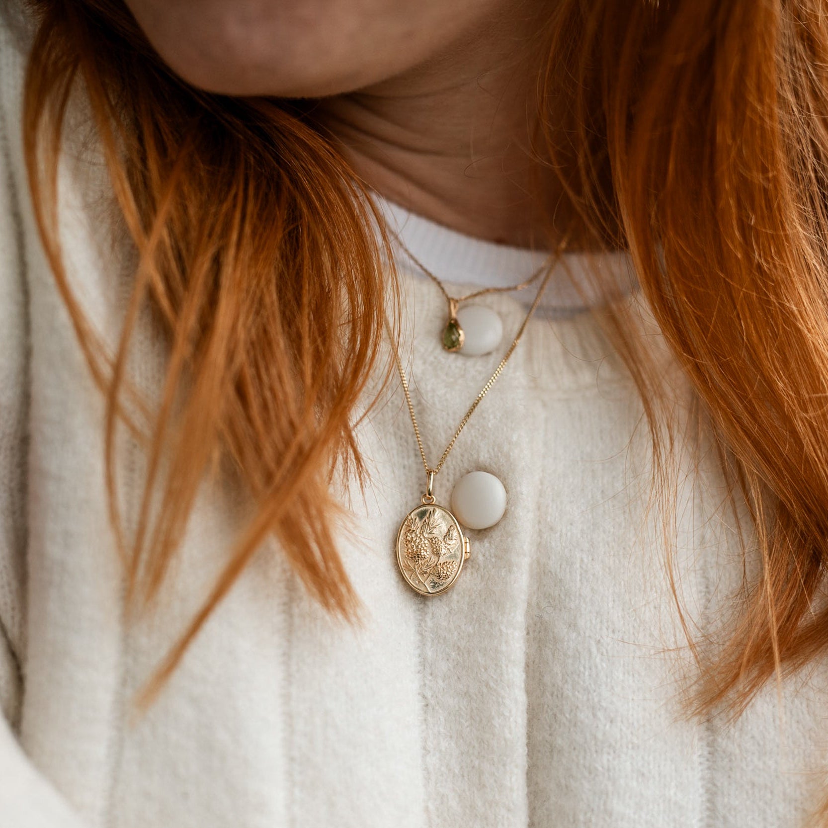 CHAIN ​​REVERSIBLE MEDALLION PINE/ACORN