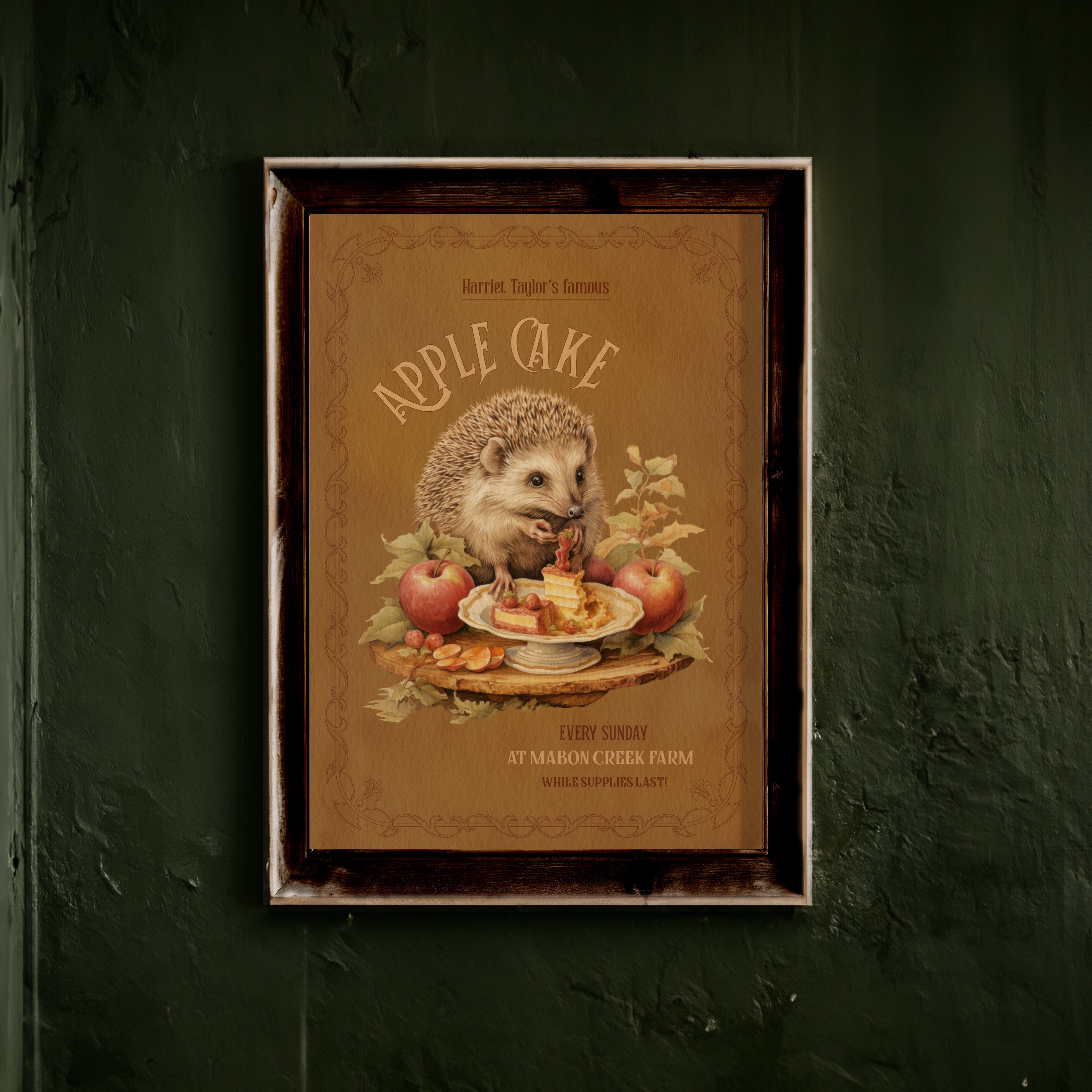 ART PRINT HEDGEHOG & APPLE PIE