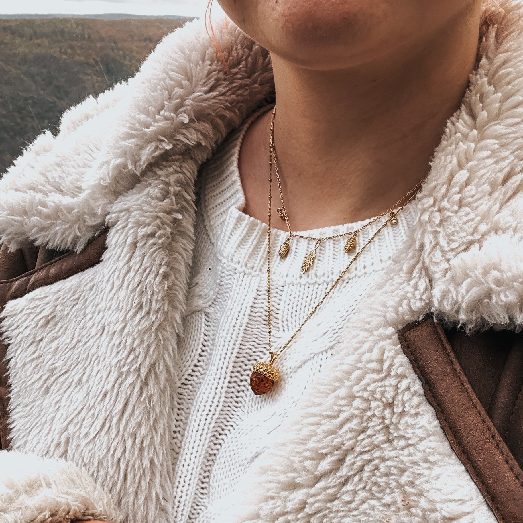 AMBER ACORN &amp; FILIGRA NECKLACE