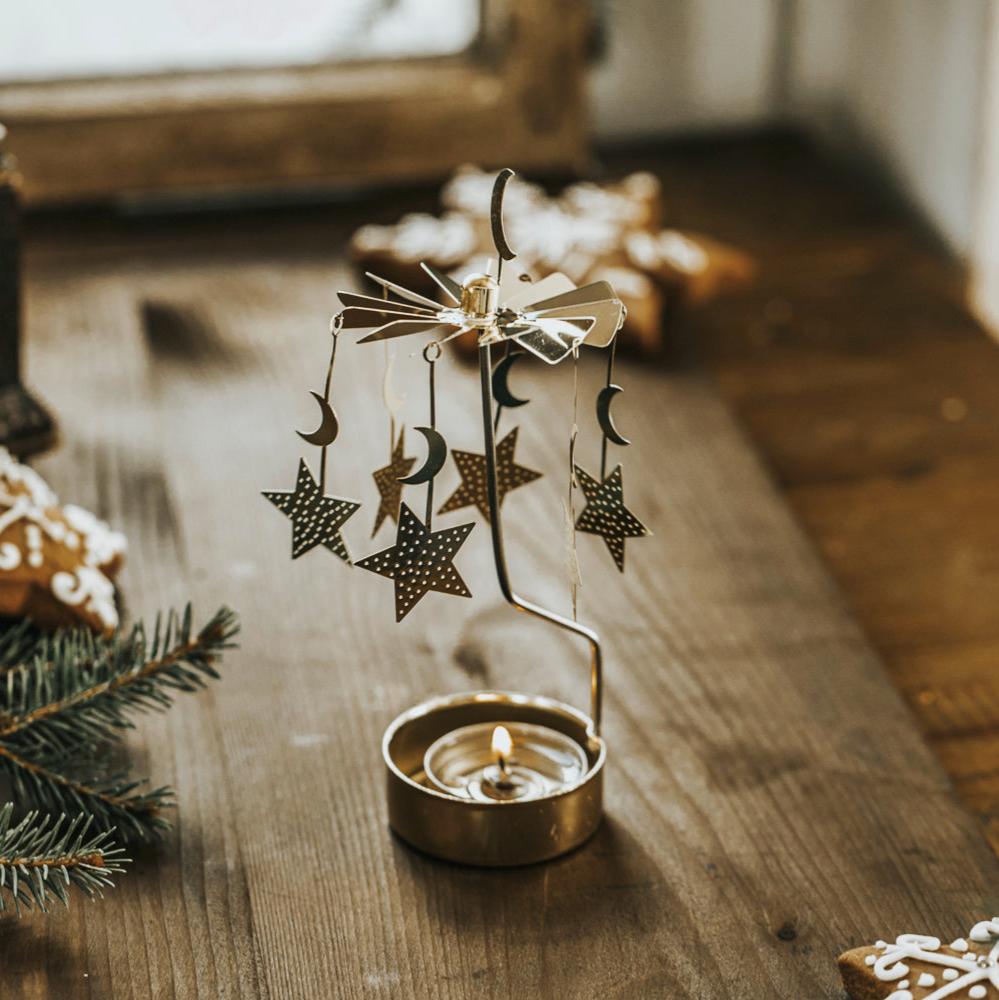 TEALIGHT CAROUSEL MOON &amp; STARS 