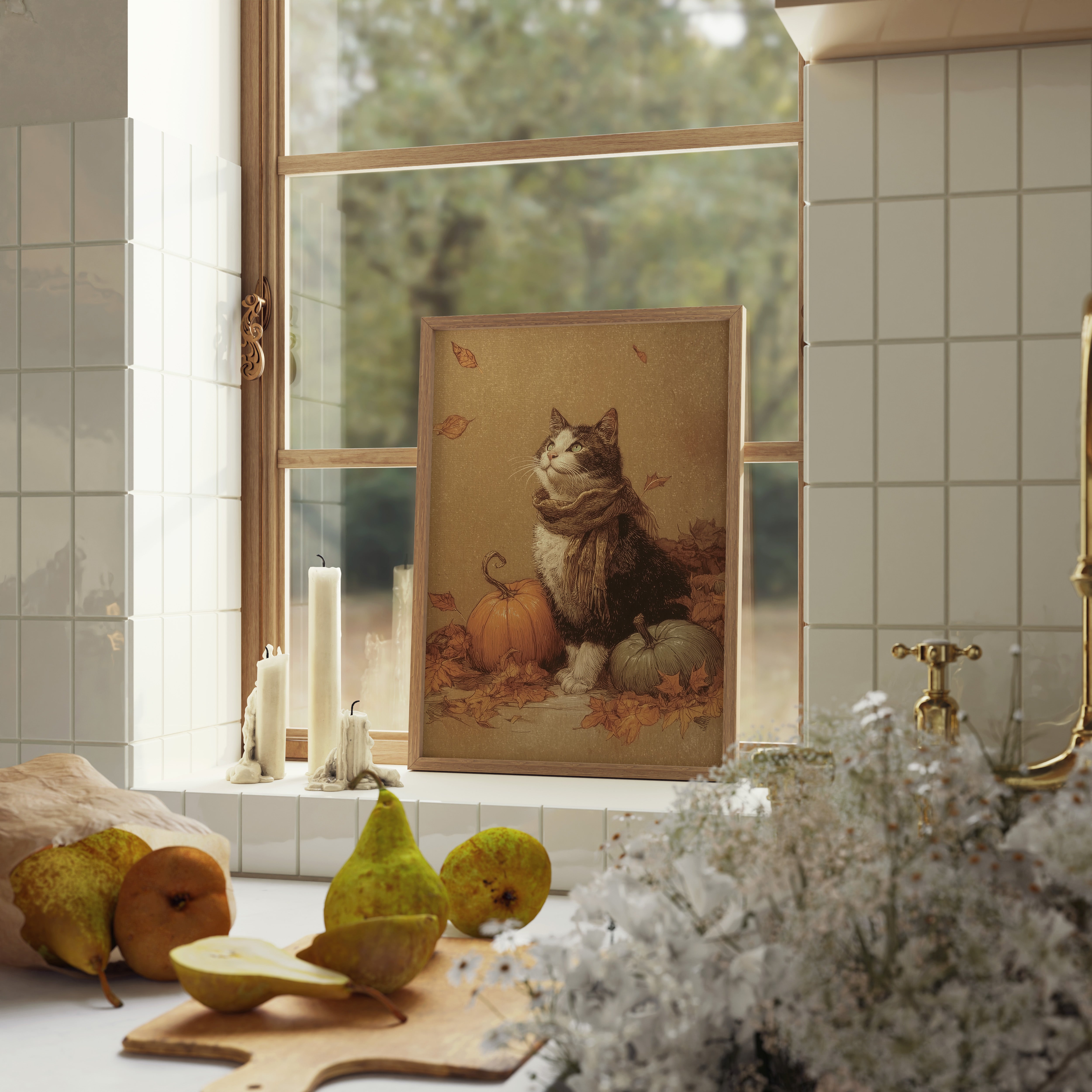 KUNSTDRUCK HERBSTKATZE