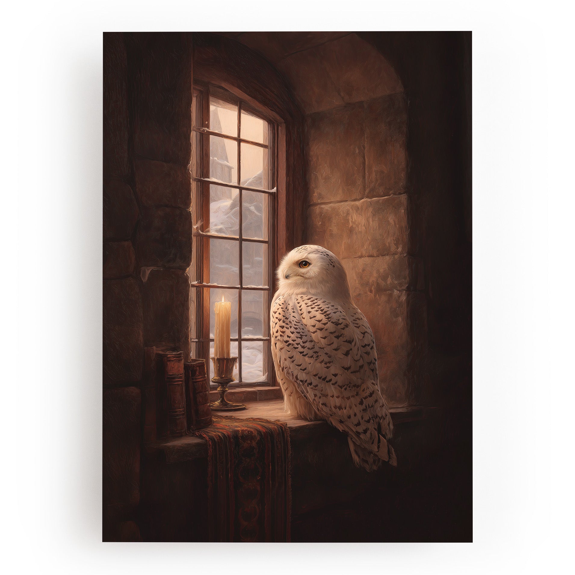 KUNSTDRUCK EULE AM FENSTER