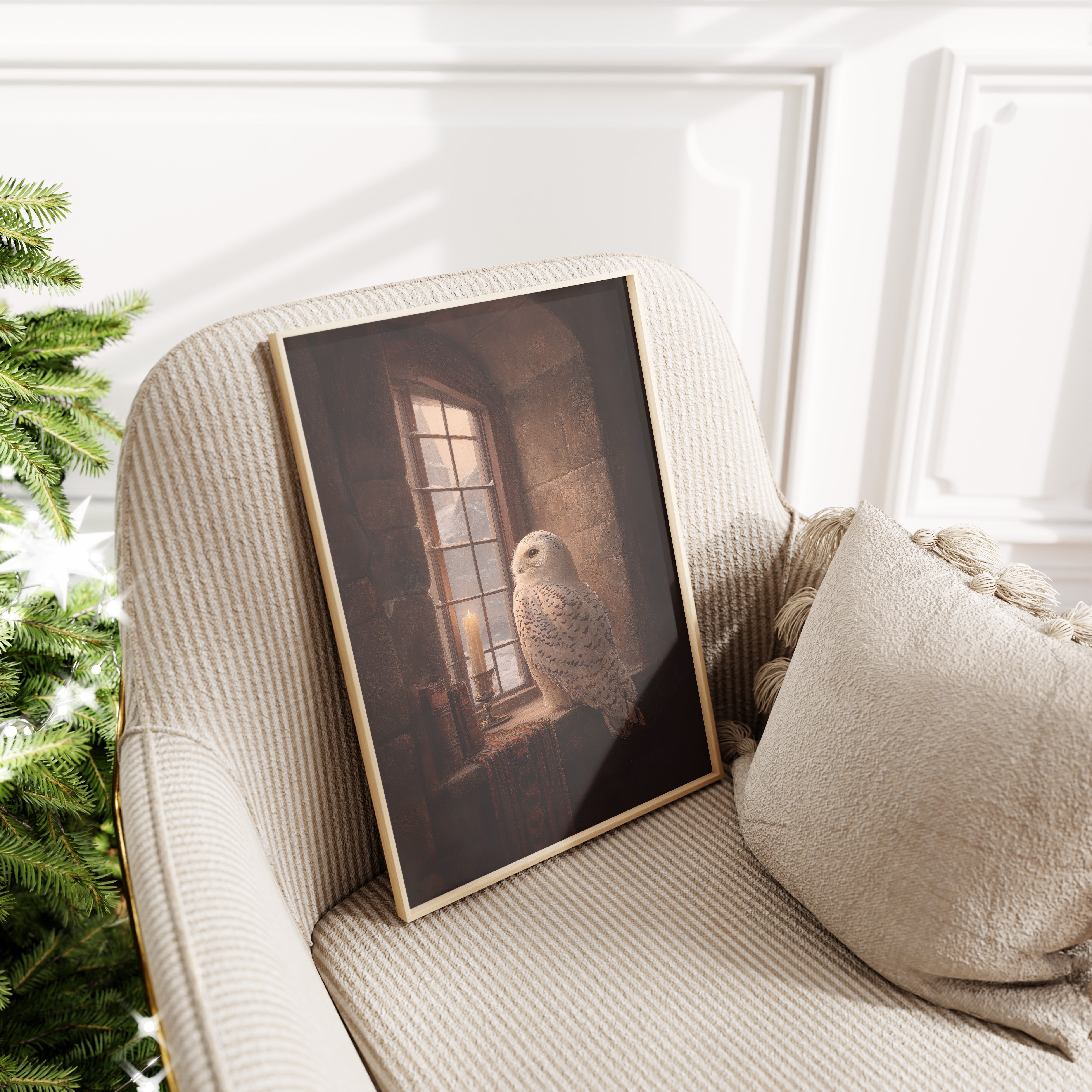 KUNSTDRUCK EULE AM FENSTER