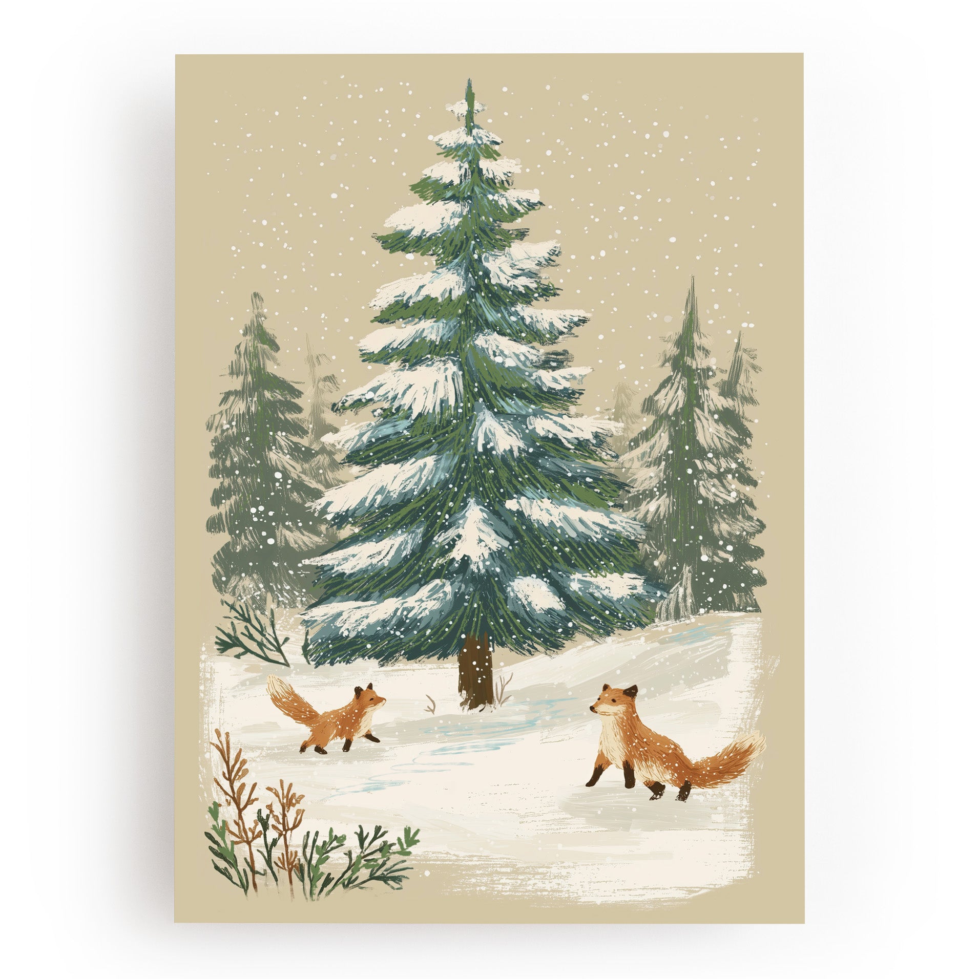 KUNSTDRUCK FÜCHSE IM WALD