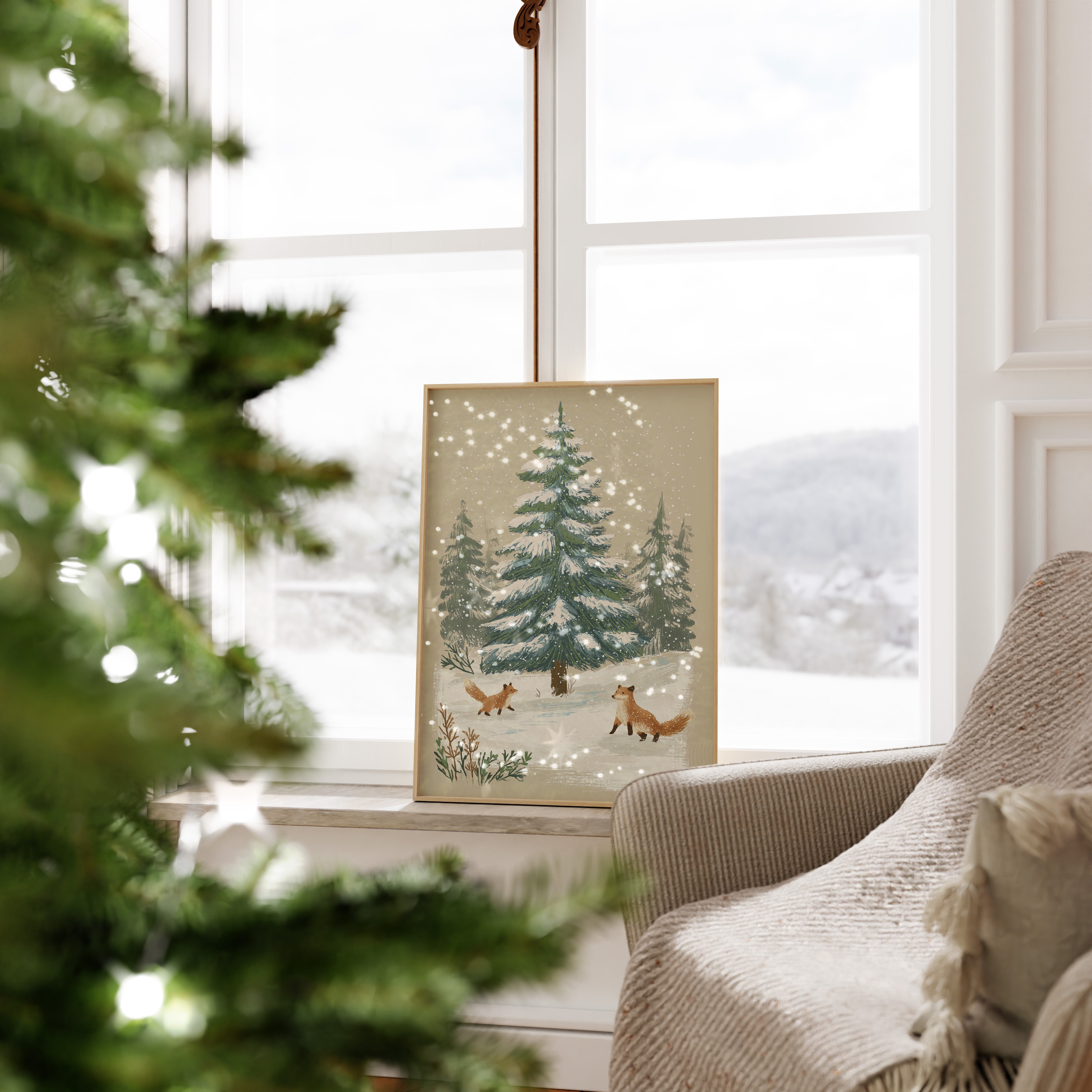 KUNSTDRUCK FÜCHSE IM WALD