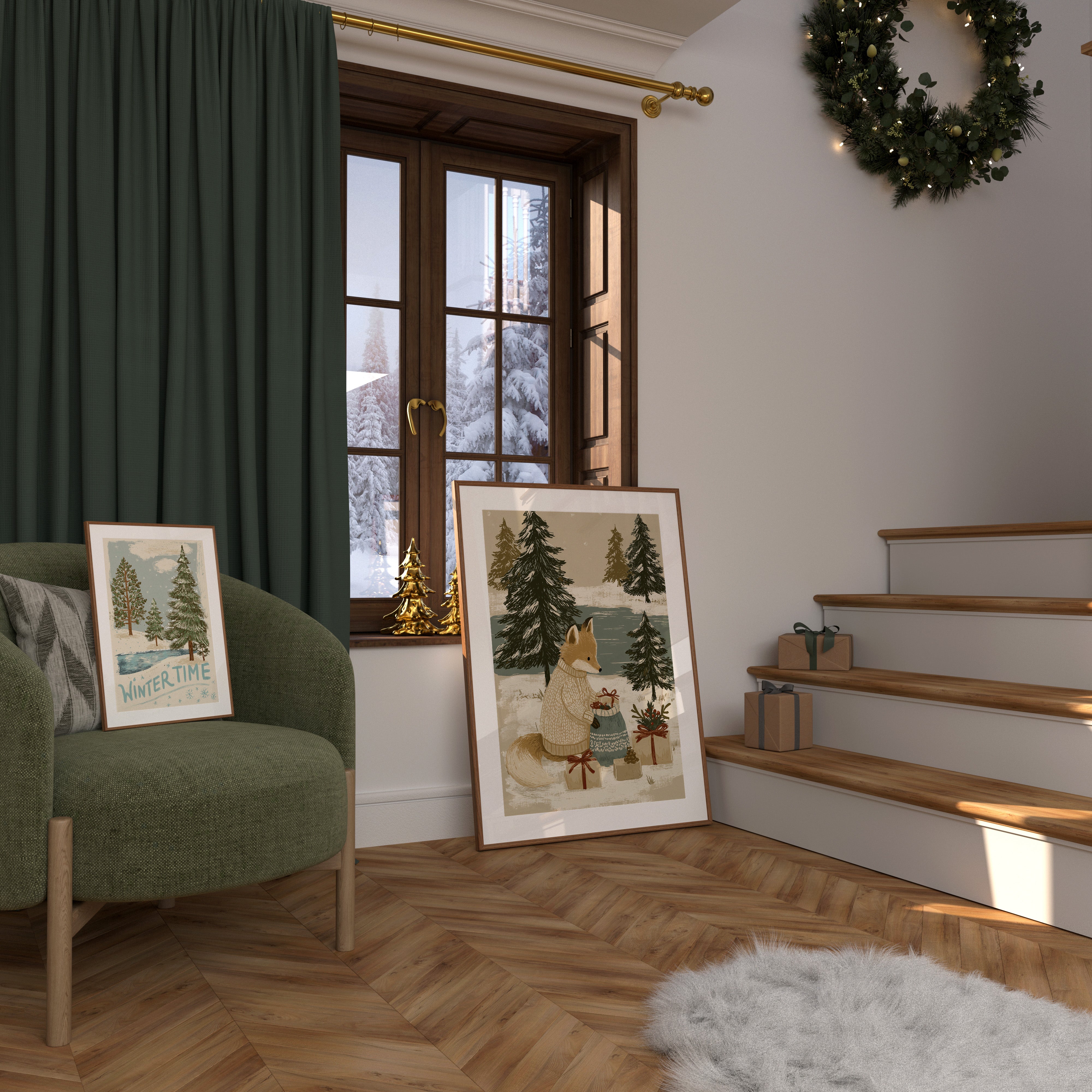 KUNSTDRUCK WEIHNACHTSFUCHS