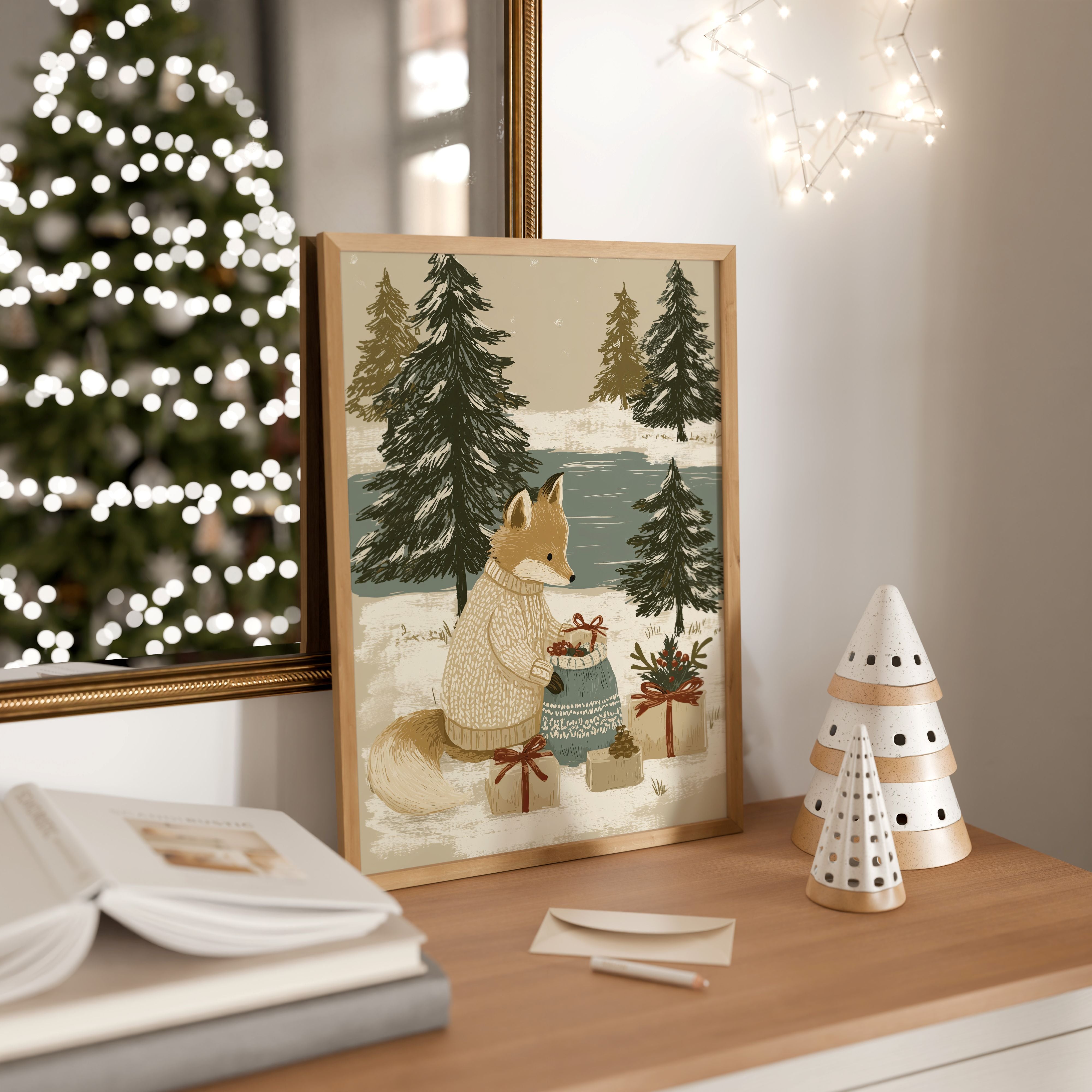 KUNSTDRUCK WEIHNACHTSFUCHS