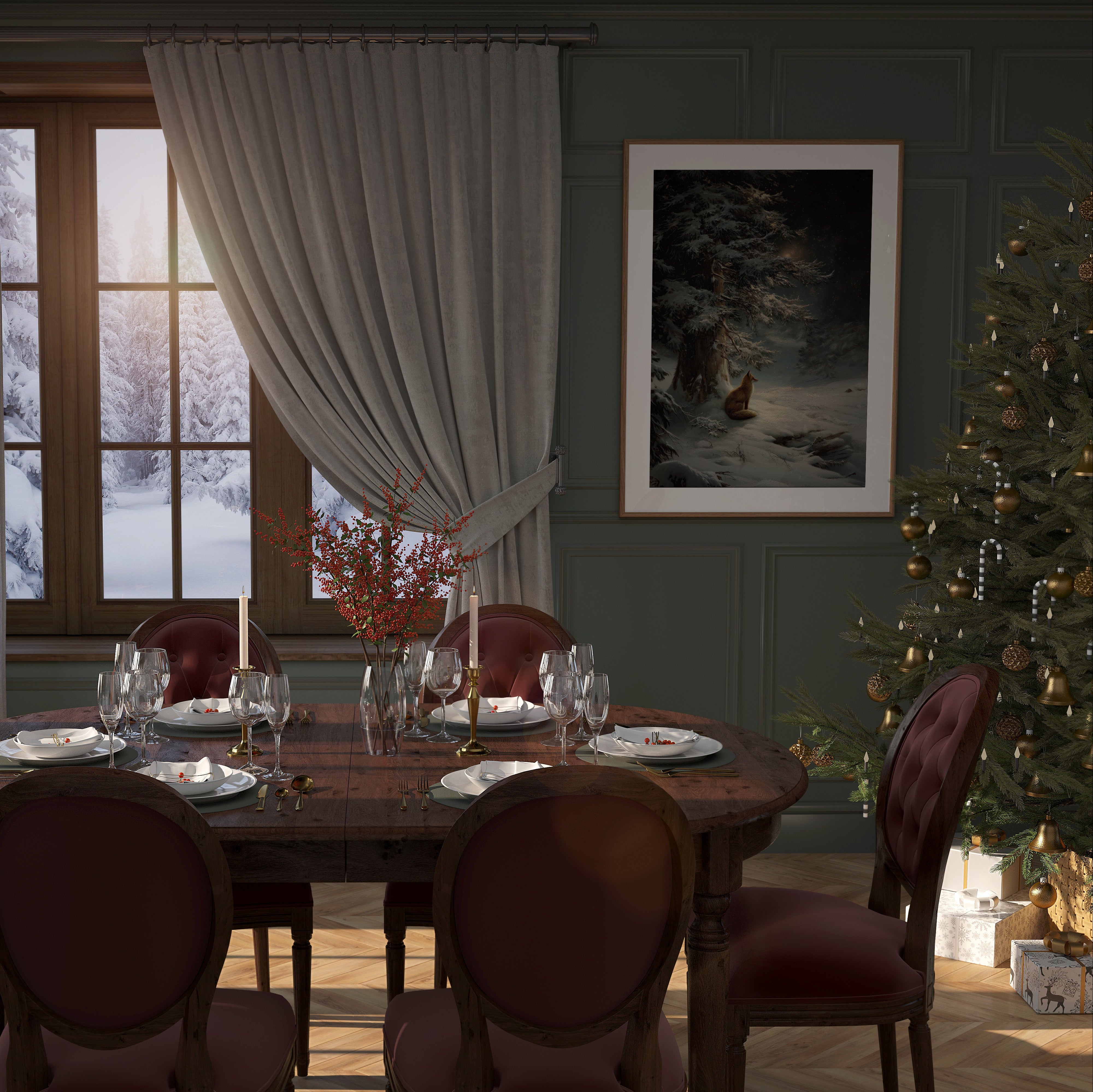 KUNSTDRUCK WINTER FUCHS