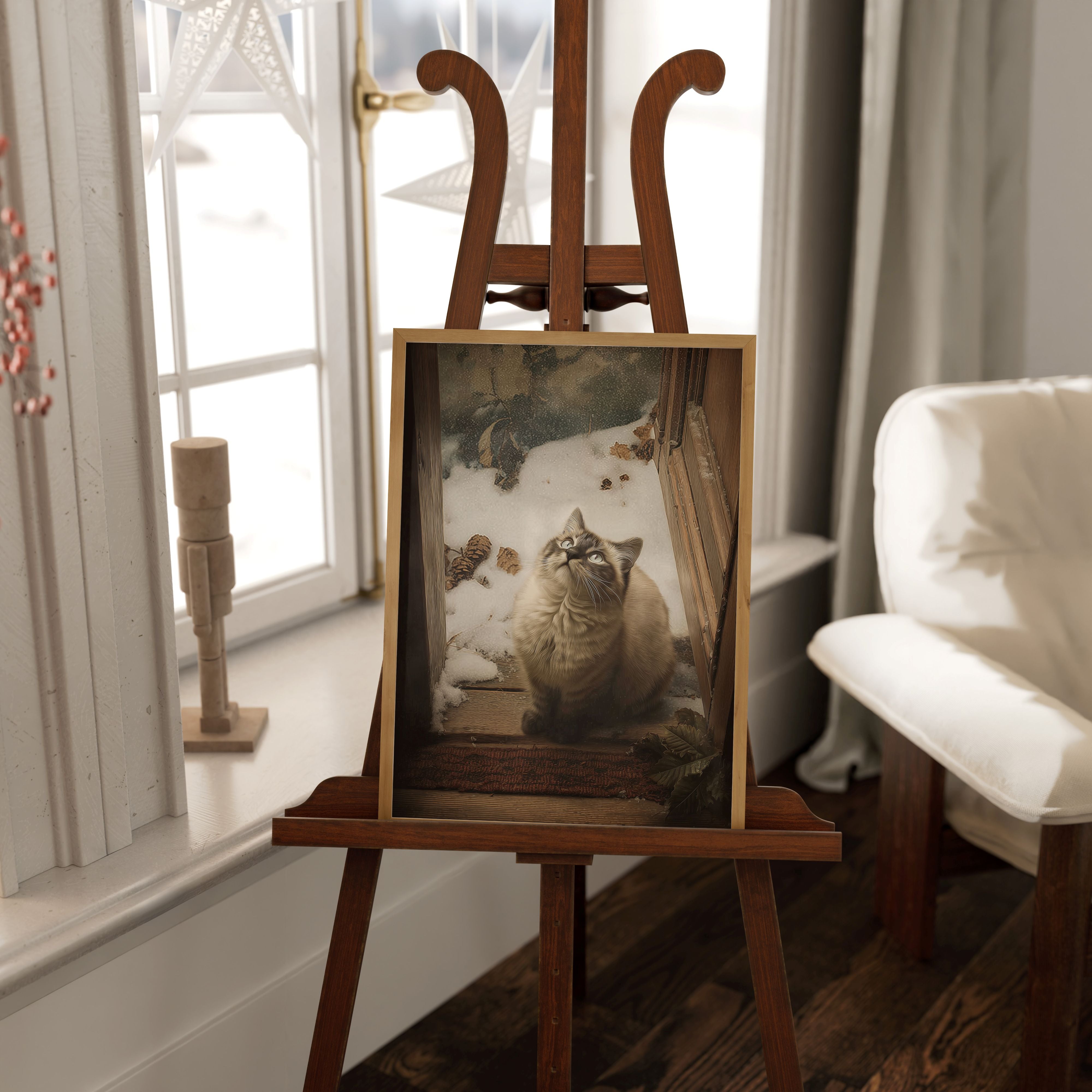 KUNSTDRUCK WINTER KATZE