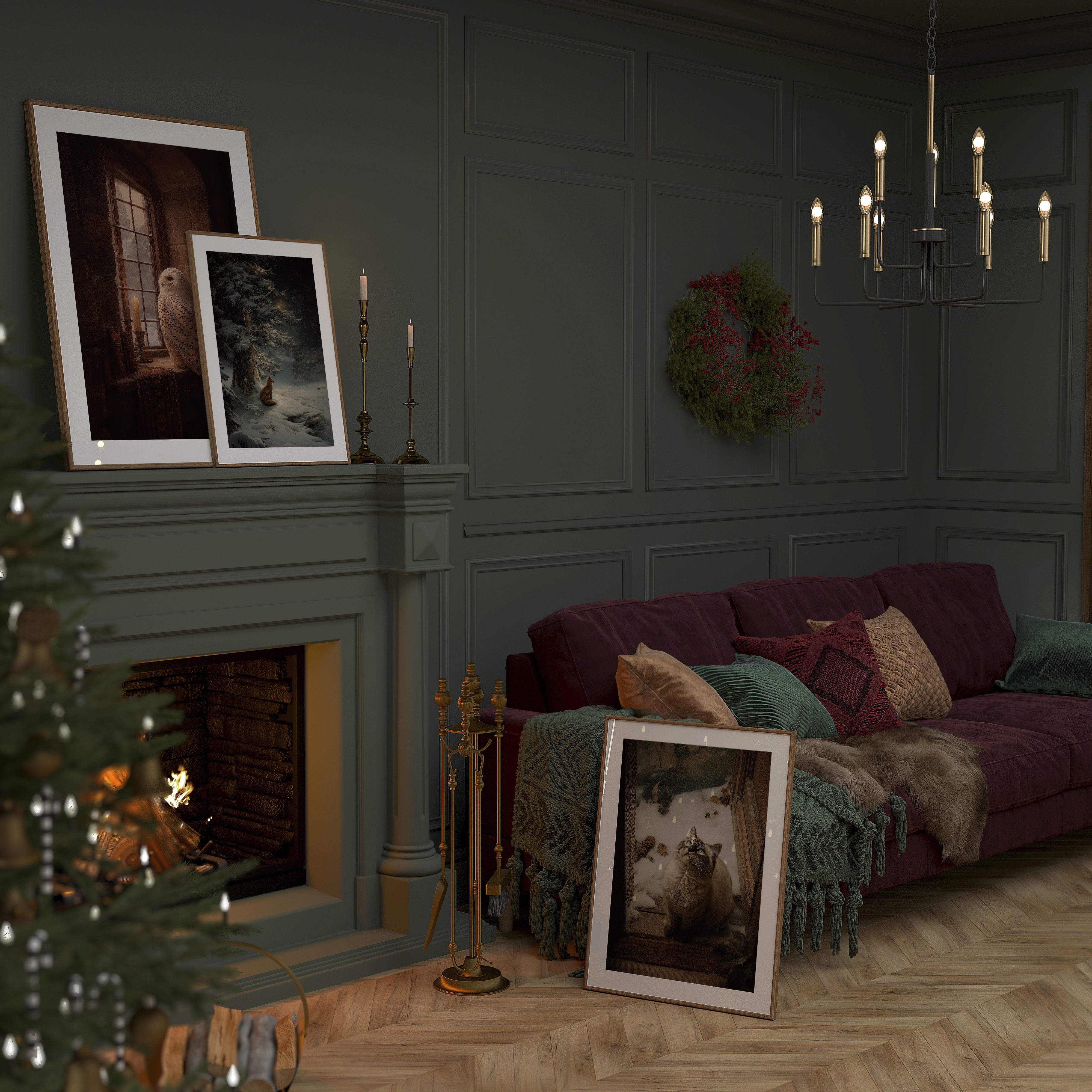 KUNSTDRUCK WINTER KATZE