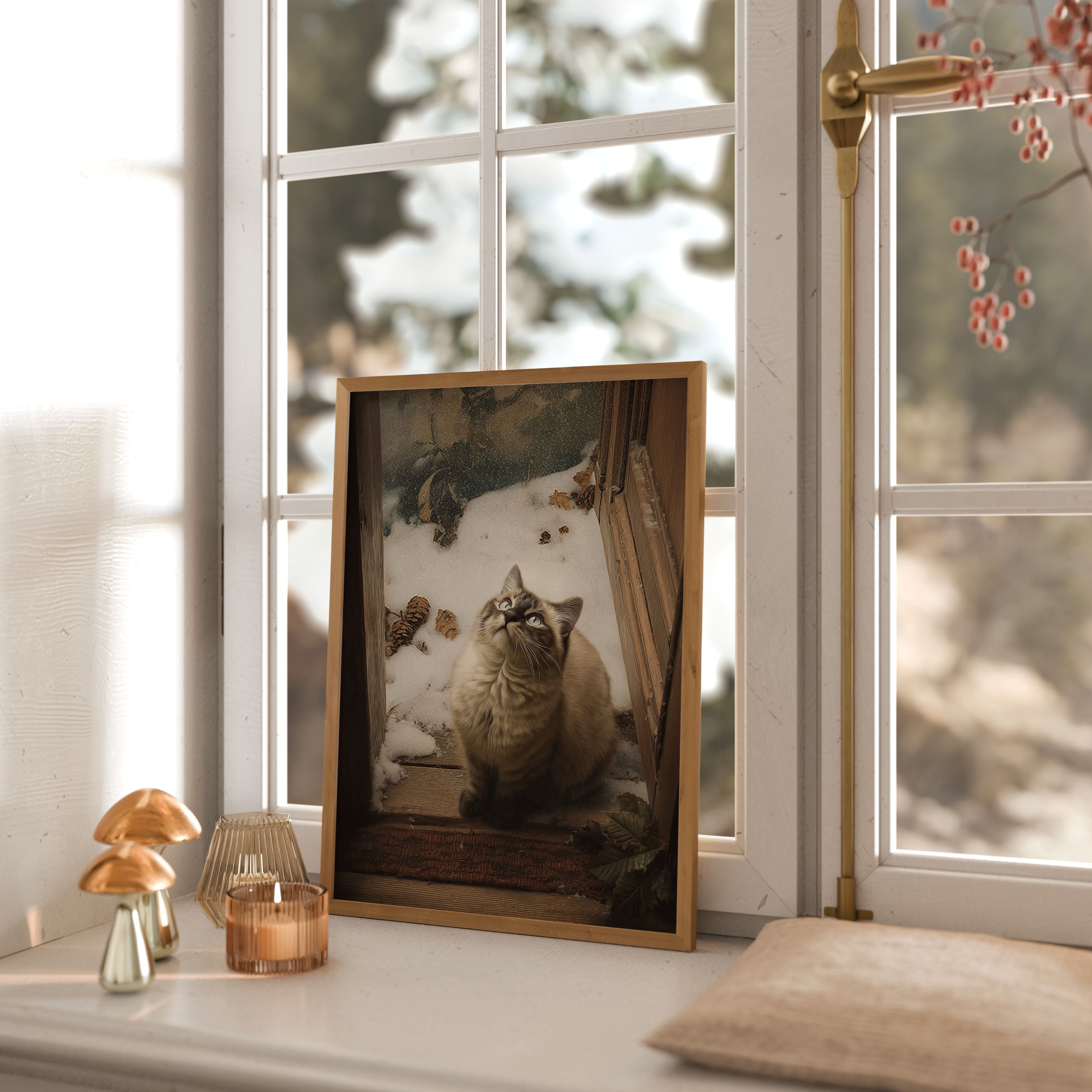 KUNSTDRUCK WINTER KATZE