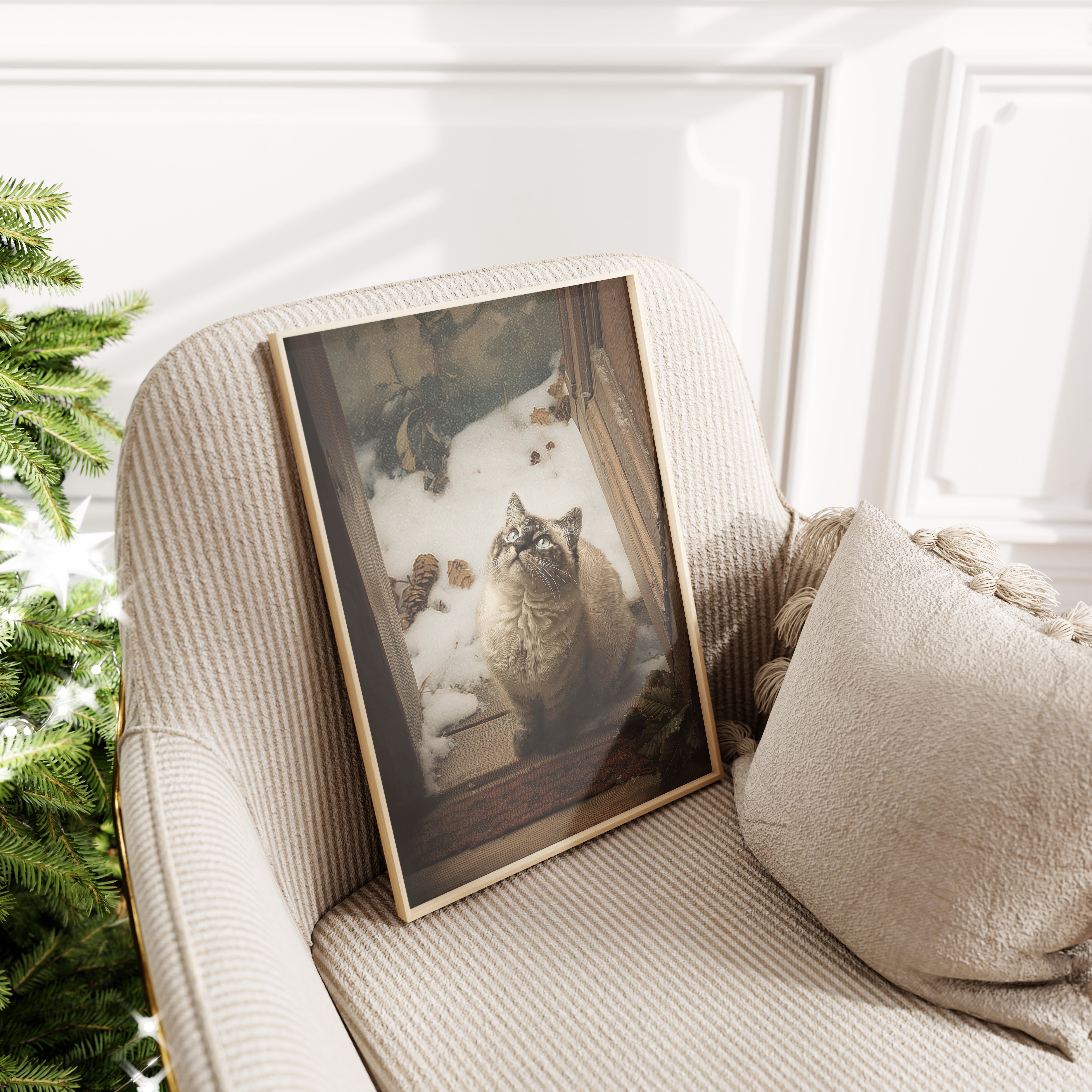 KUNSTDRUCK WINTER KATZE