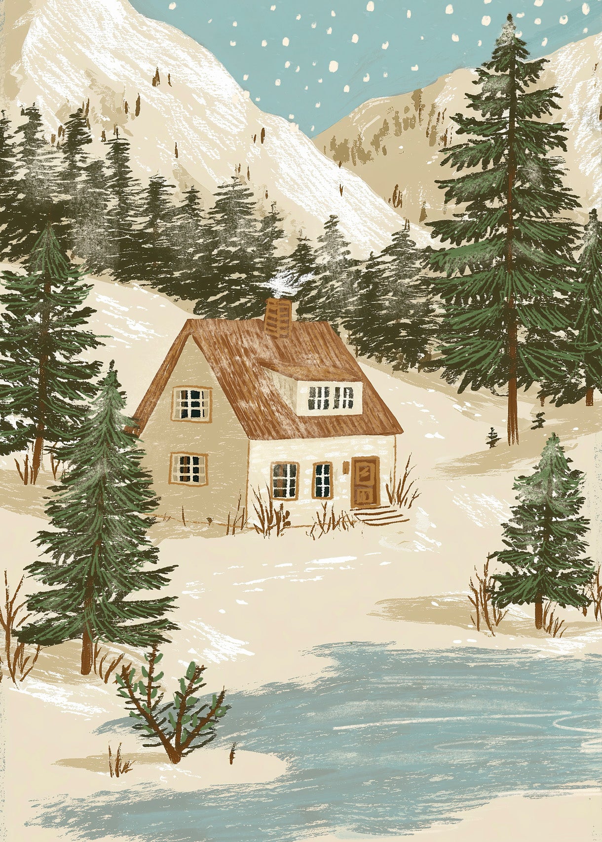 KUNSTDRUCK WINTER IN DEN BERGEN